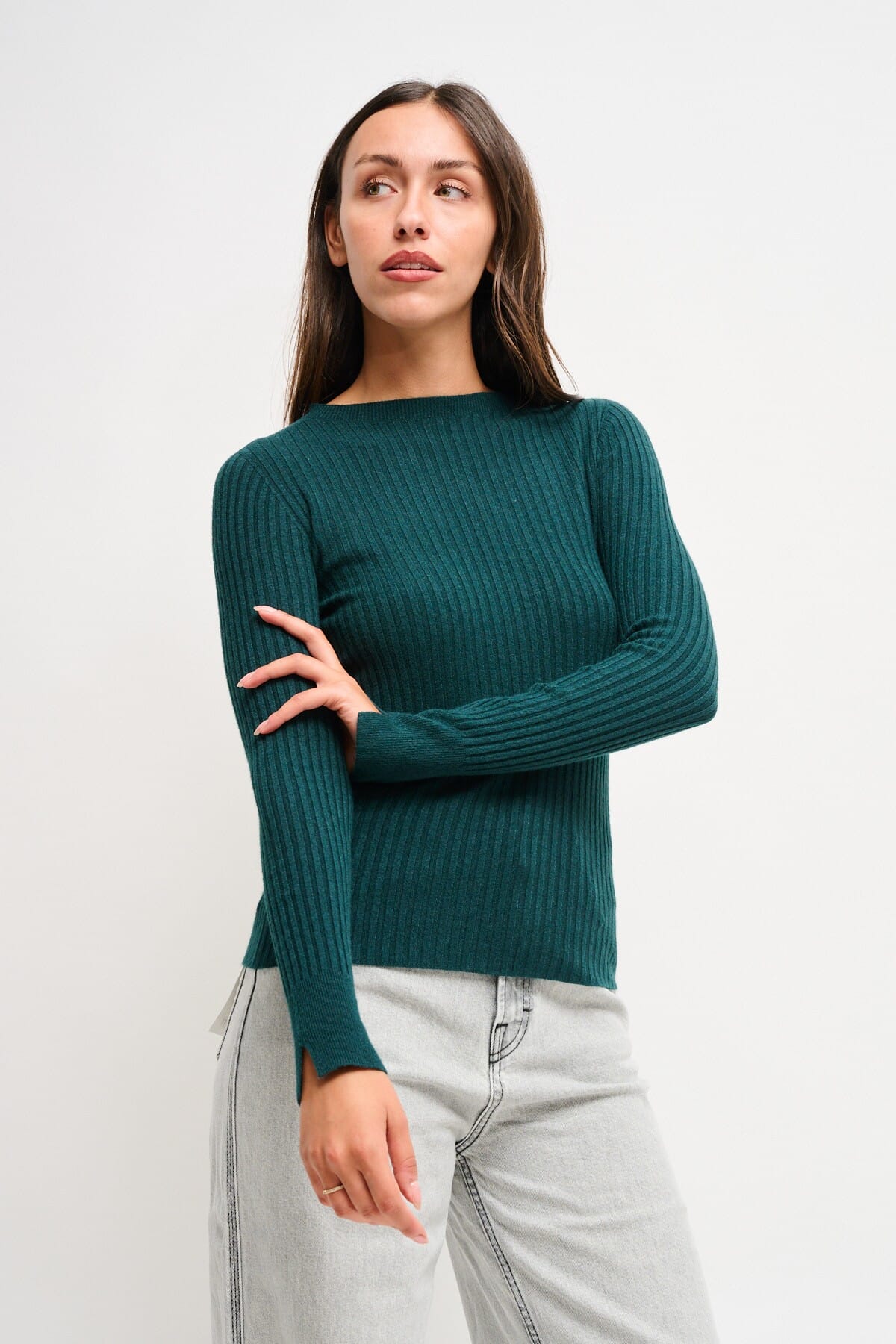 Maryley - Pull à manches longues côtelées