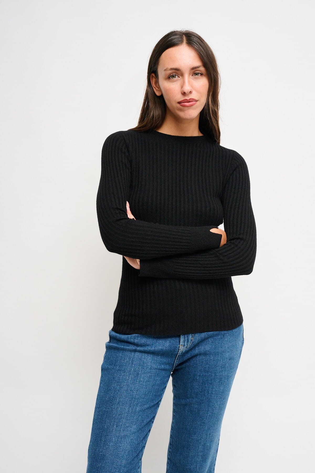 Maryley - Pull à manches longues côtelées