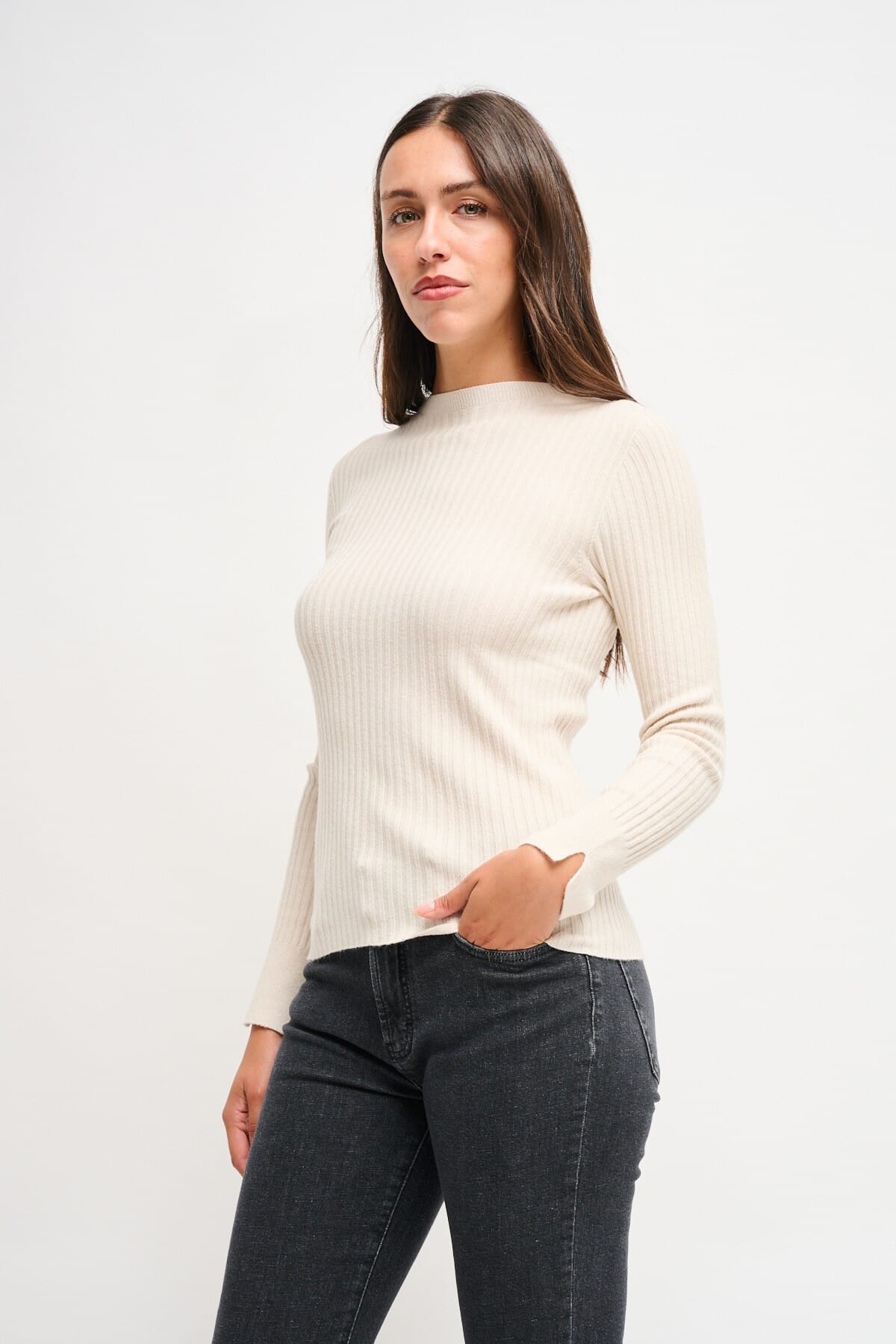 Maryley - Pull à manches longues côtelées