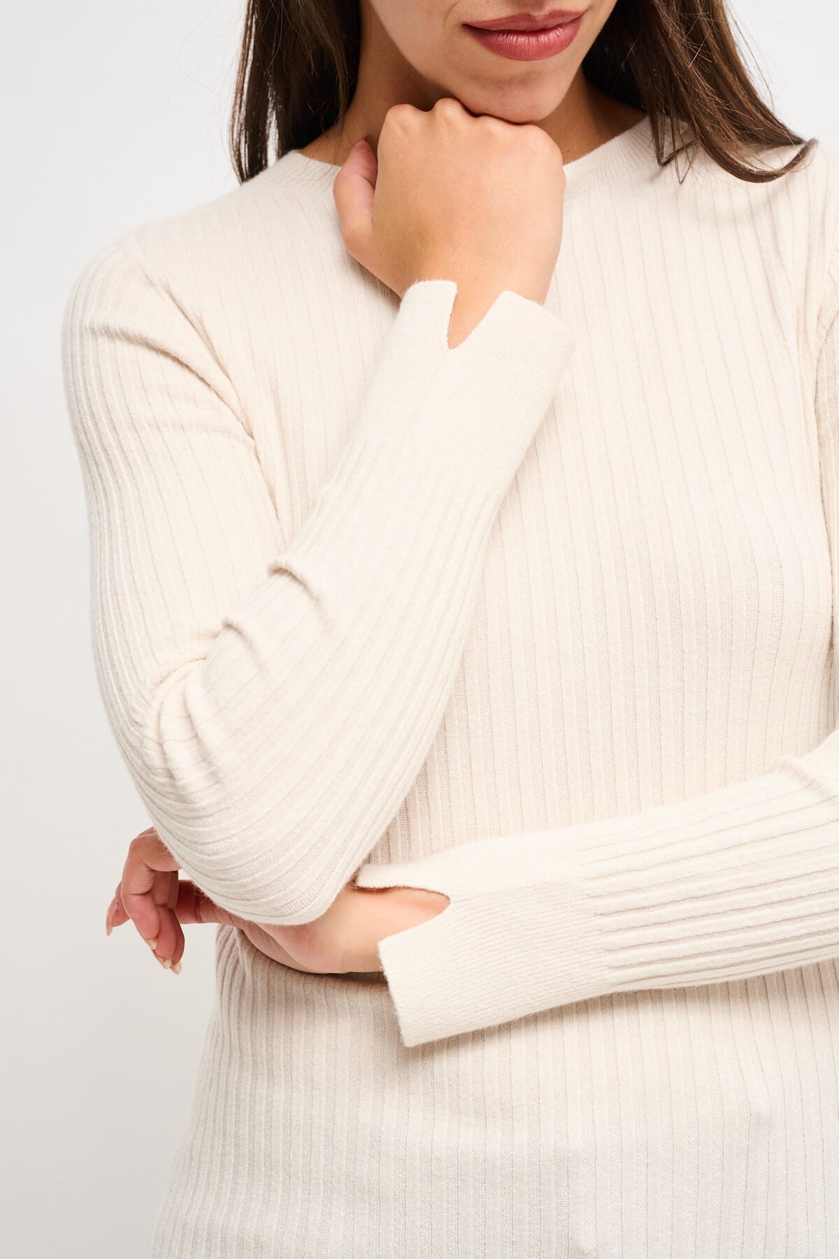 Maryley - Pull à manches longues côtelées