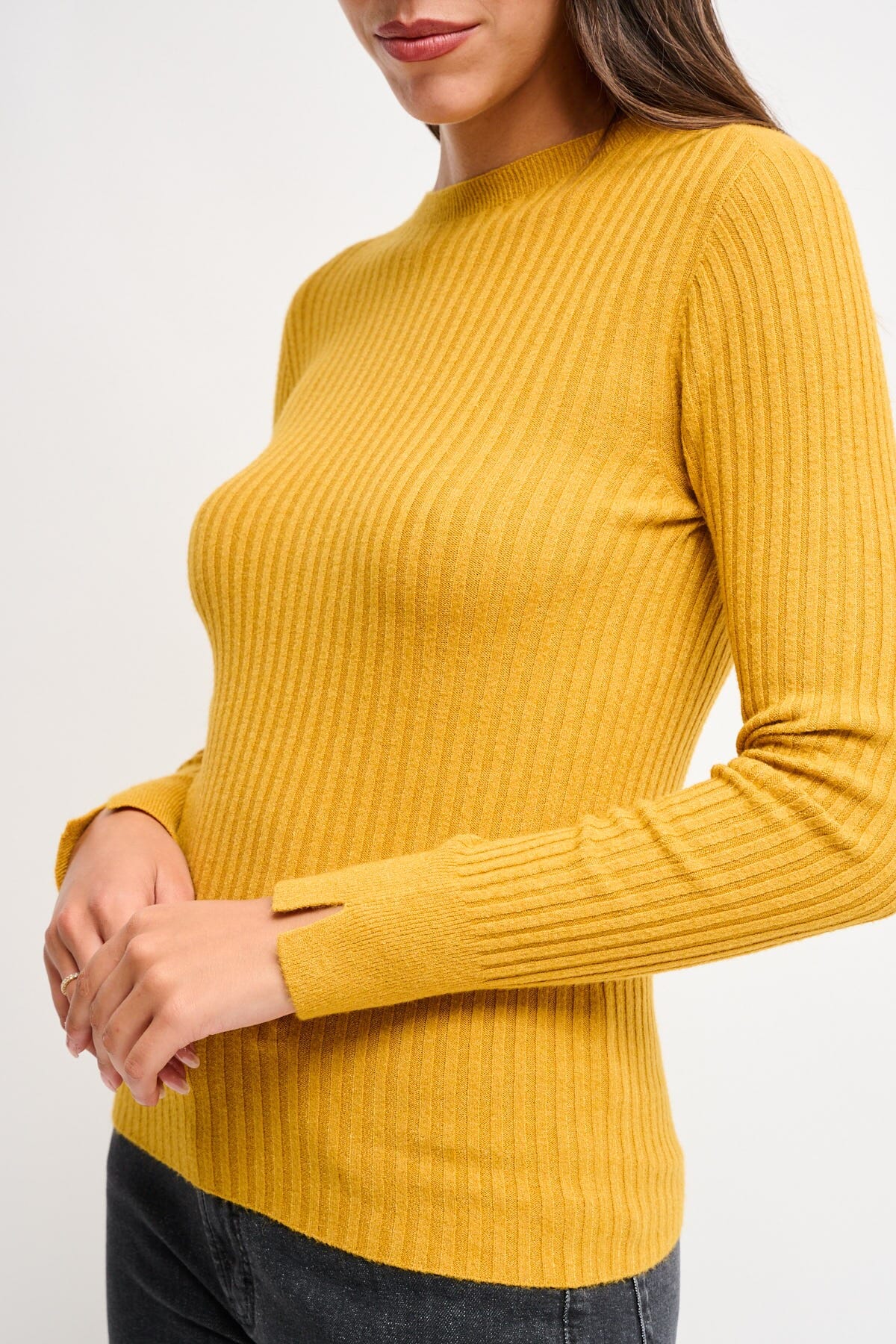 Maryley - Pull à manches longues côtelées