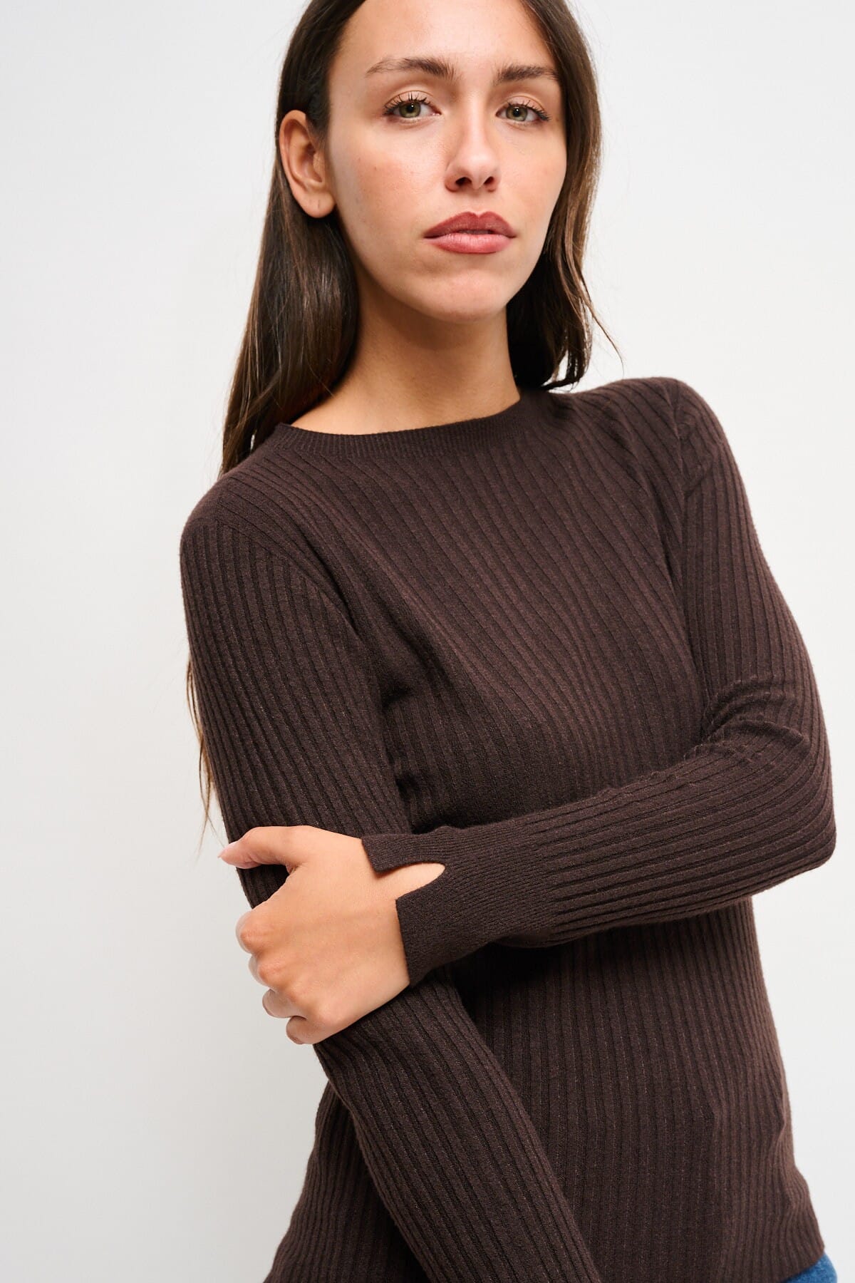 Maryley - Pull à manches longues côtelées
