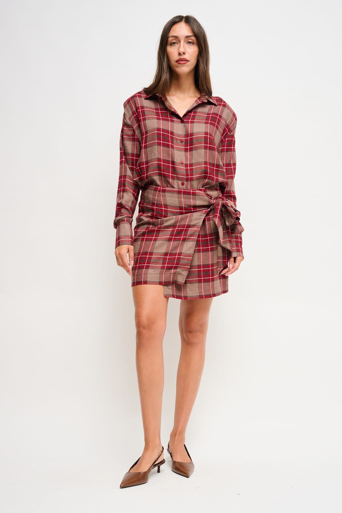 Minigonna Check A Portafoglio In Viscosa Maryley