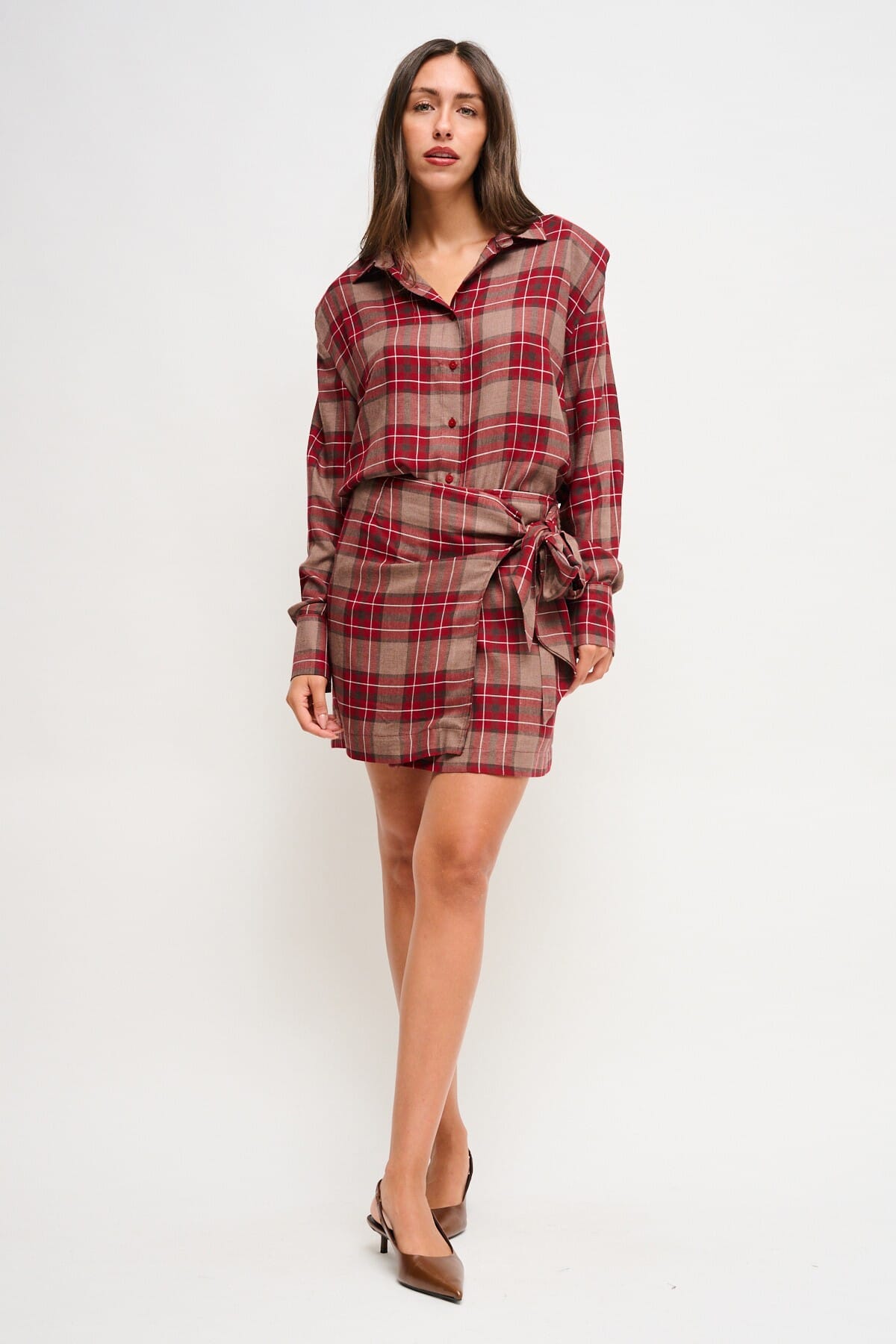 Minigonna Check A Portafoglio In Viscosa Maryley