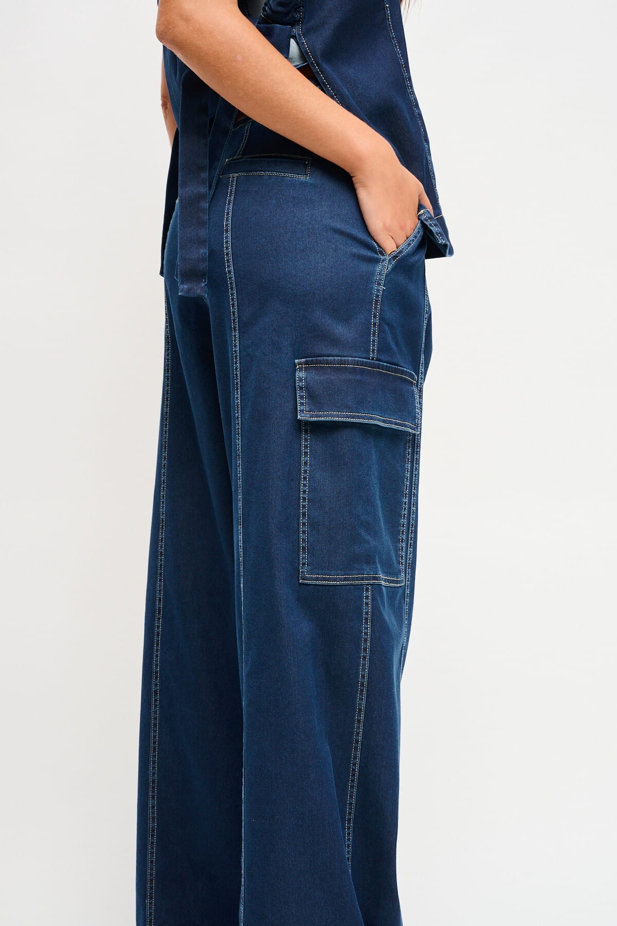 Pantaloni In Denim Con Cintura Maryley
