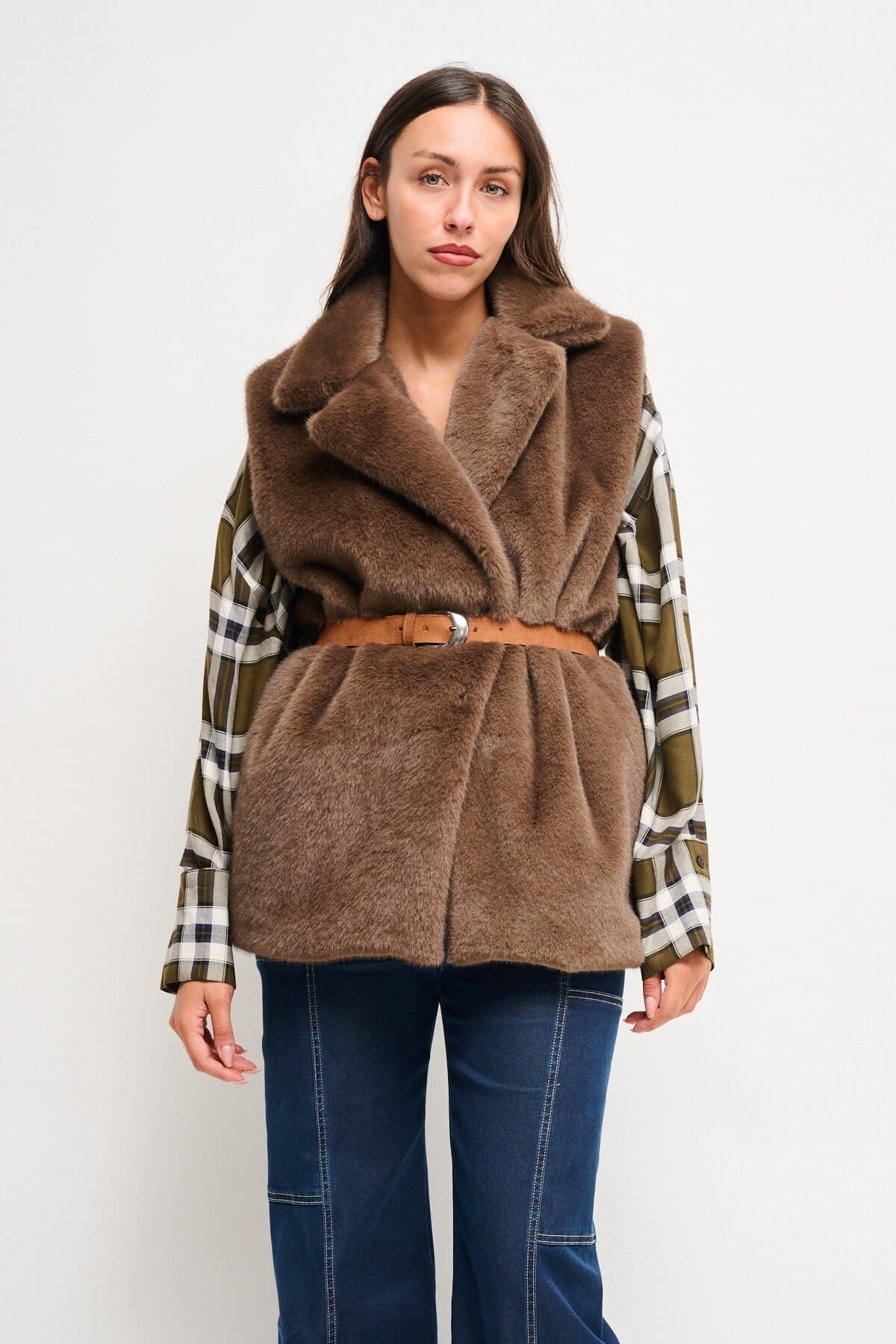 Gilet In Ecopelliccia Con Cintura Maryley