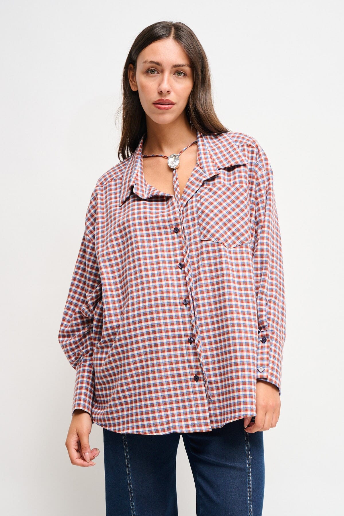 Chemise à carreaux avec lacets Maryley