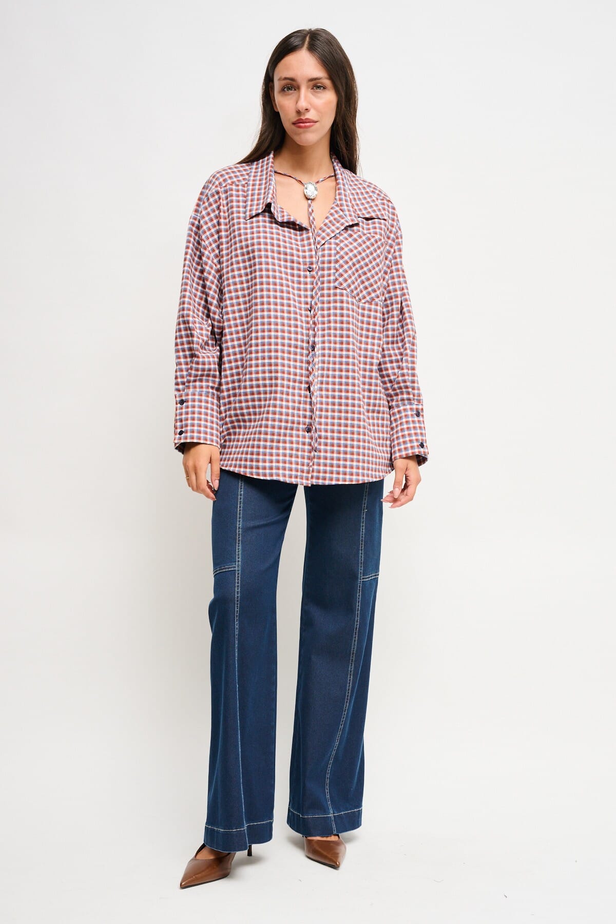 Chemise à carreaux avec lacets Maryley