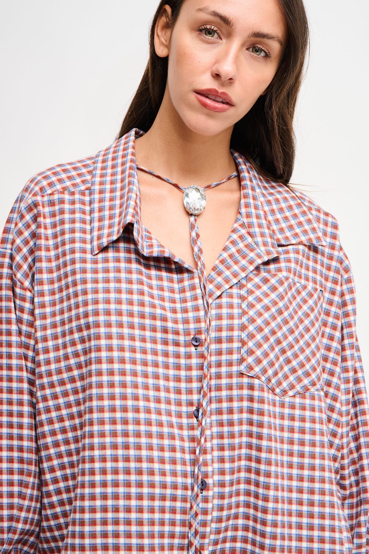 Chemise à carreaux avec lacets Maryley