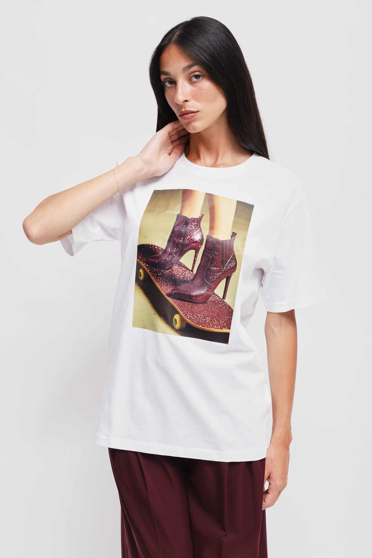 T-shirt en coton chic et décontracté avec imprimé Maryley