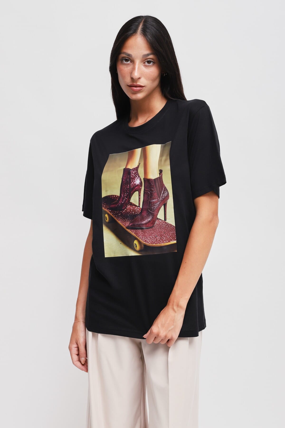 T-shirt en coton chic et décontracté avec imprimé Maryley