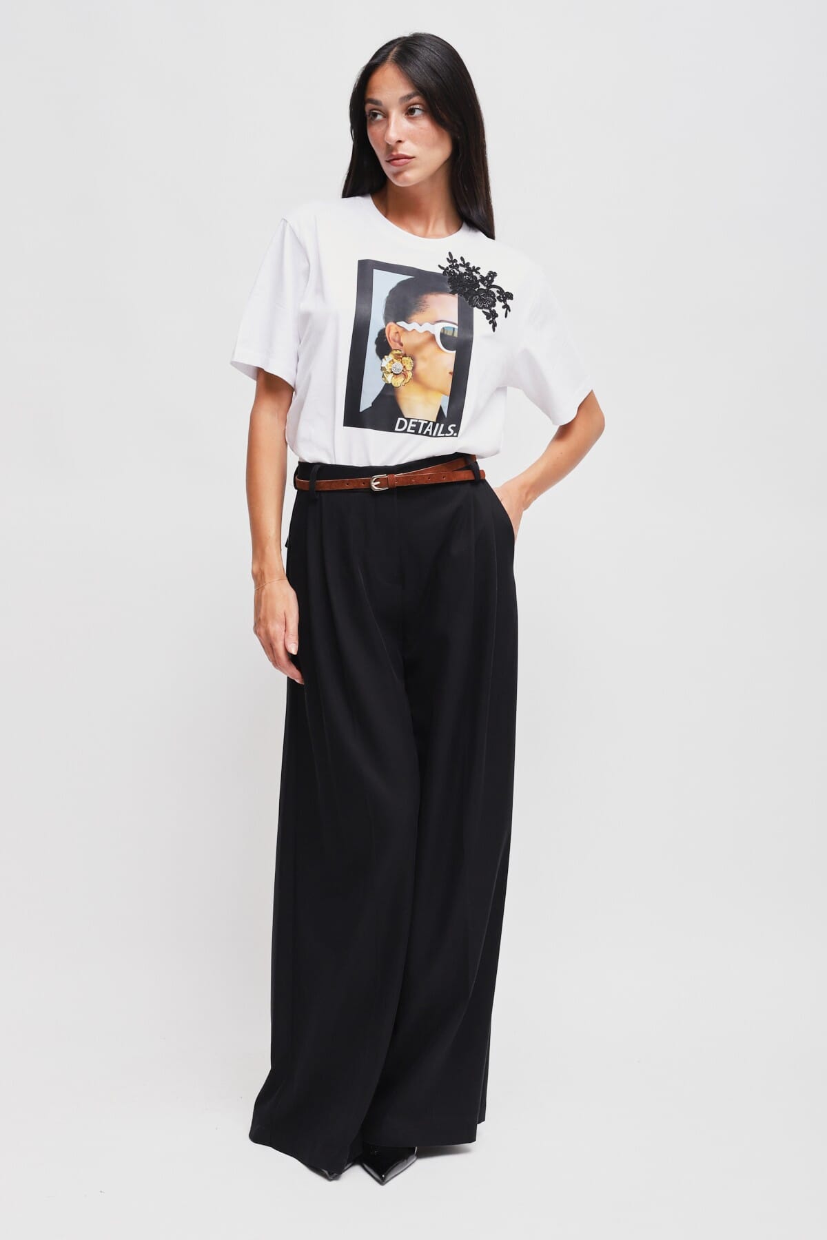 Pantaloni Palazzo In Viscosa Con Doppia Pinces E Cintura Maryley