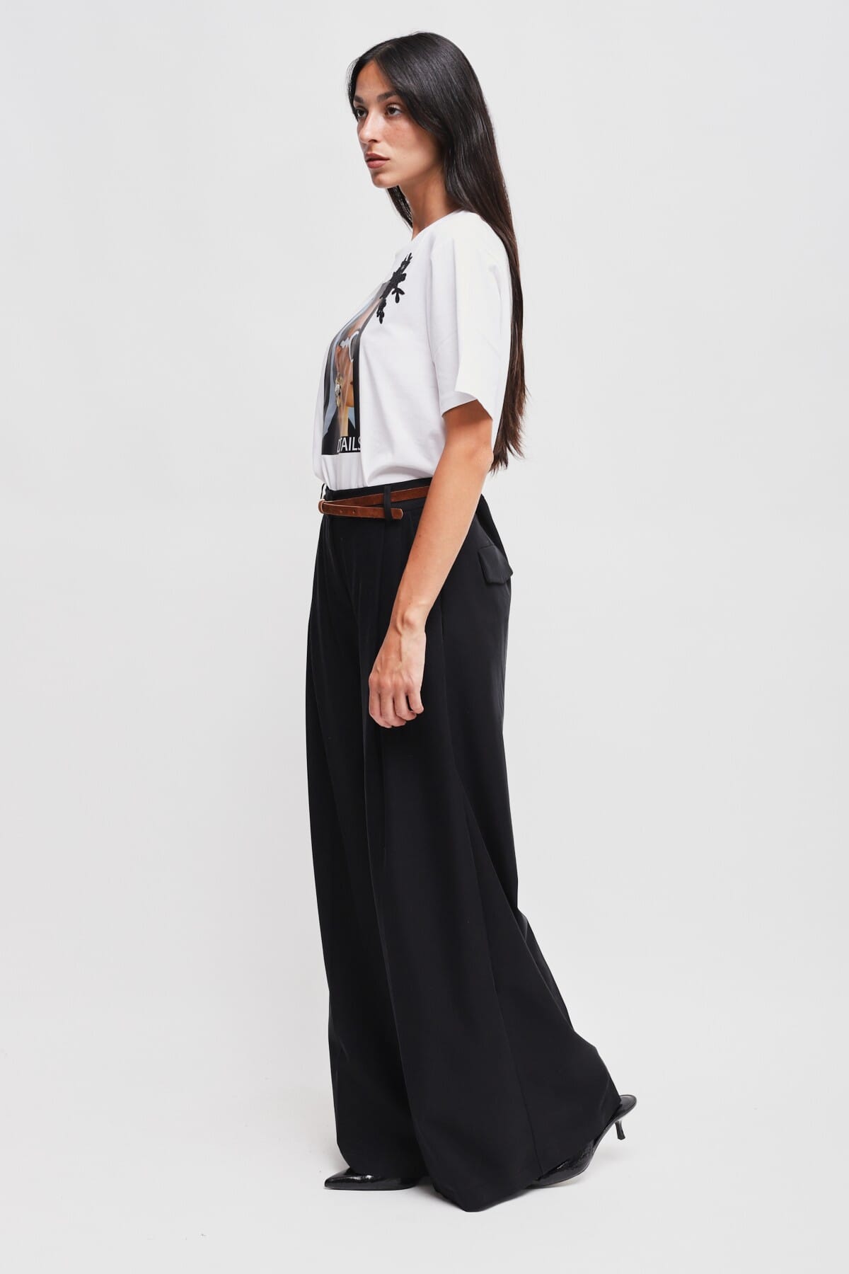 Pantaloni Palazzo In Viscosa Con Doppia Pinces E Cintura Maryley