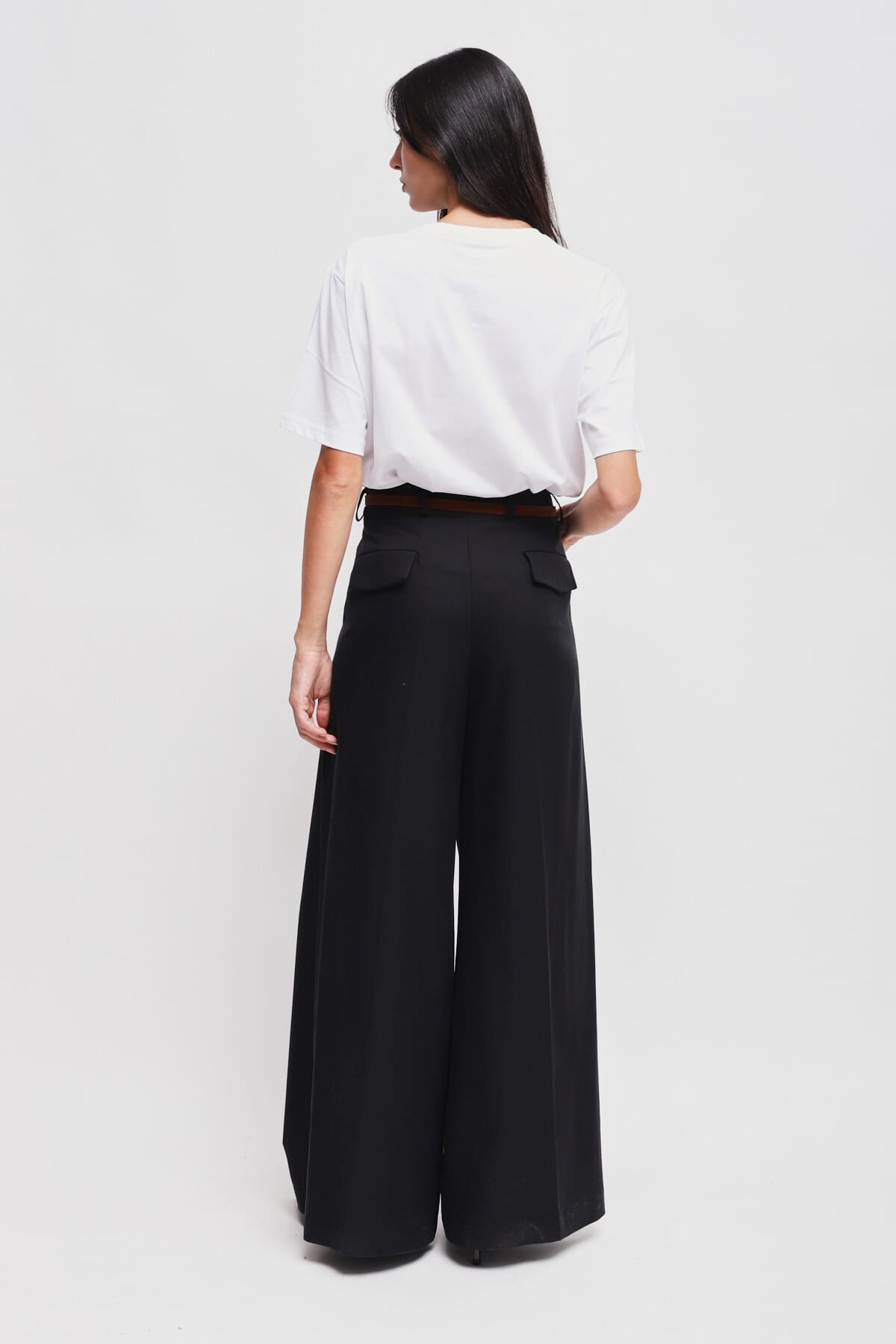 Pantaloni Palazzo In Viscosa Con Doppia Pinces E Cintura Maryley