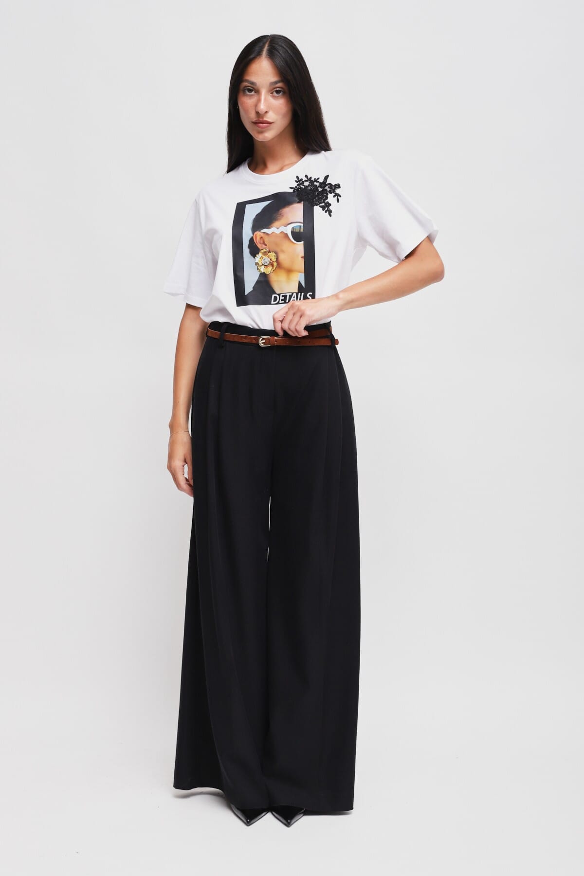 Pantaloni Palazzo In Viscosa Con Doppia Pinces E Cintura Maryley