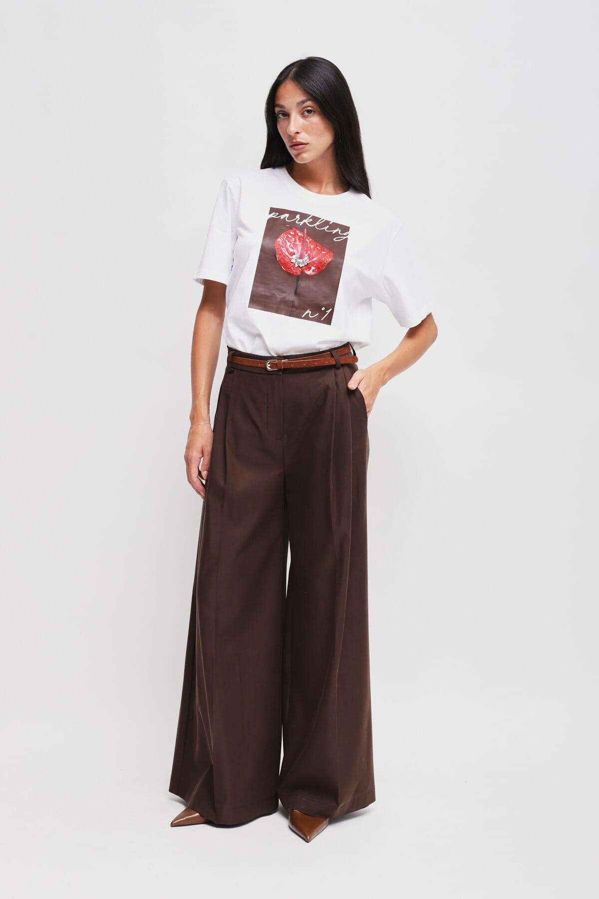 Pantaloni Palazzo In Viscosa Con Doppia Pinces E Cintura Maryley