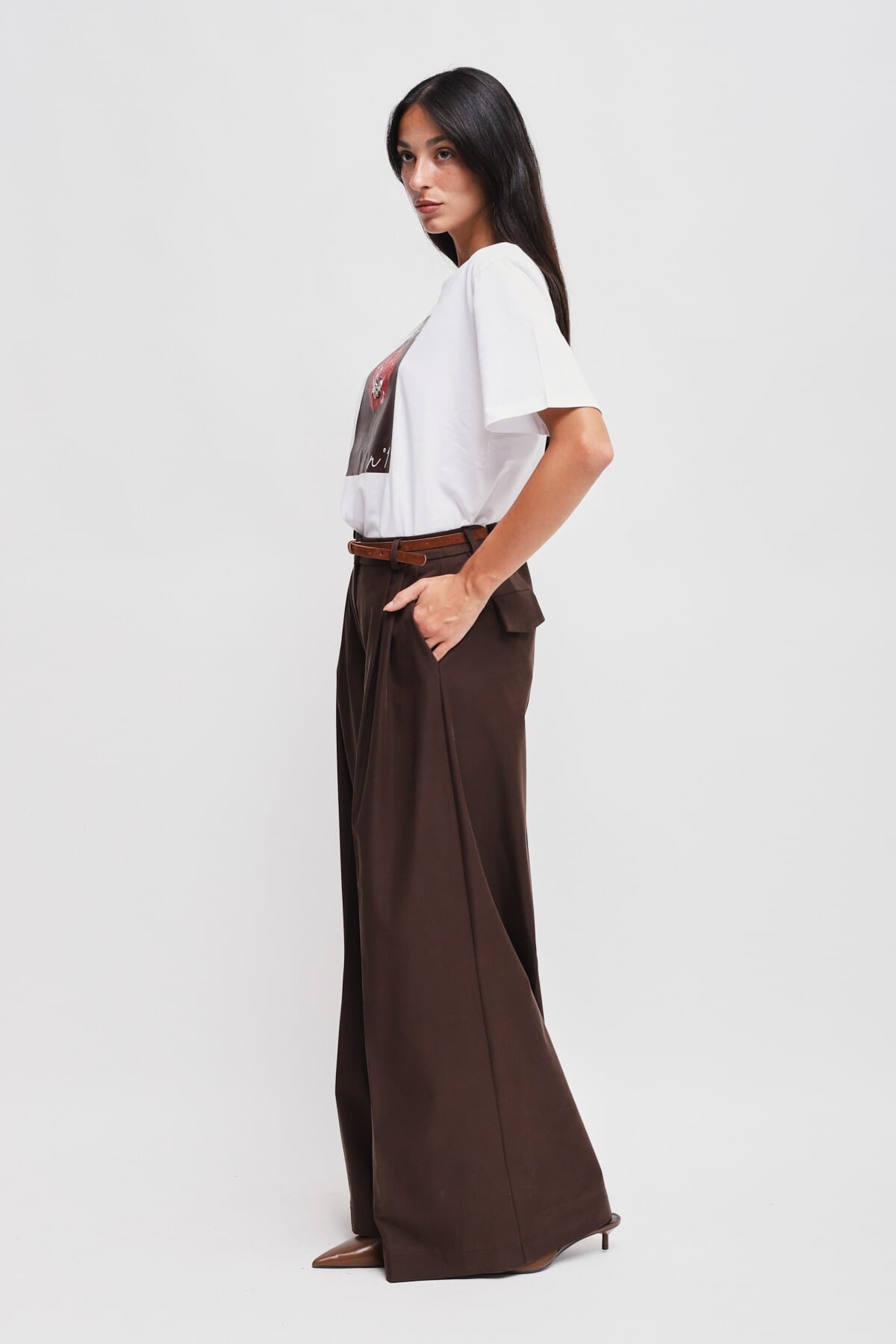 Pantaloni Palazzo In Viscosa Con Doppia Pinces E Cintura Maryley