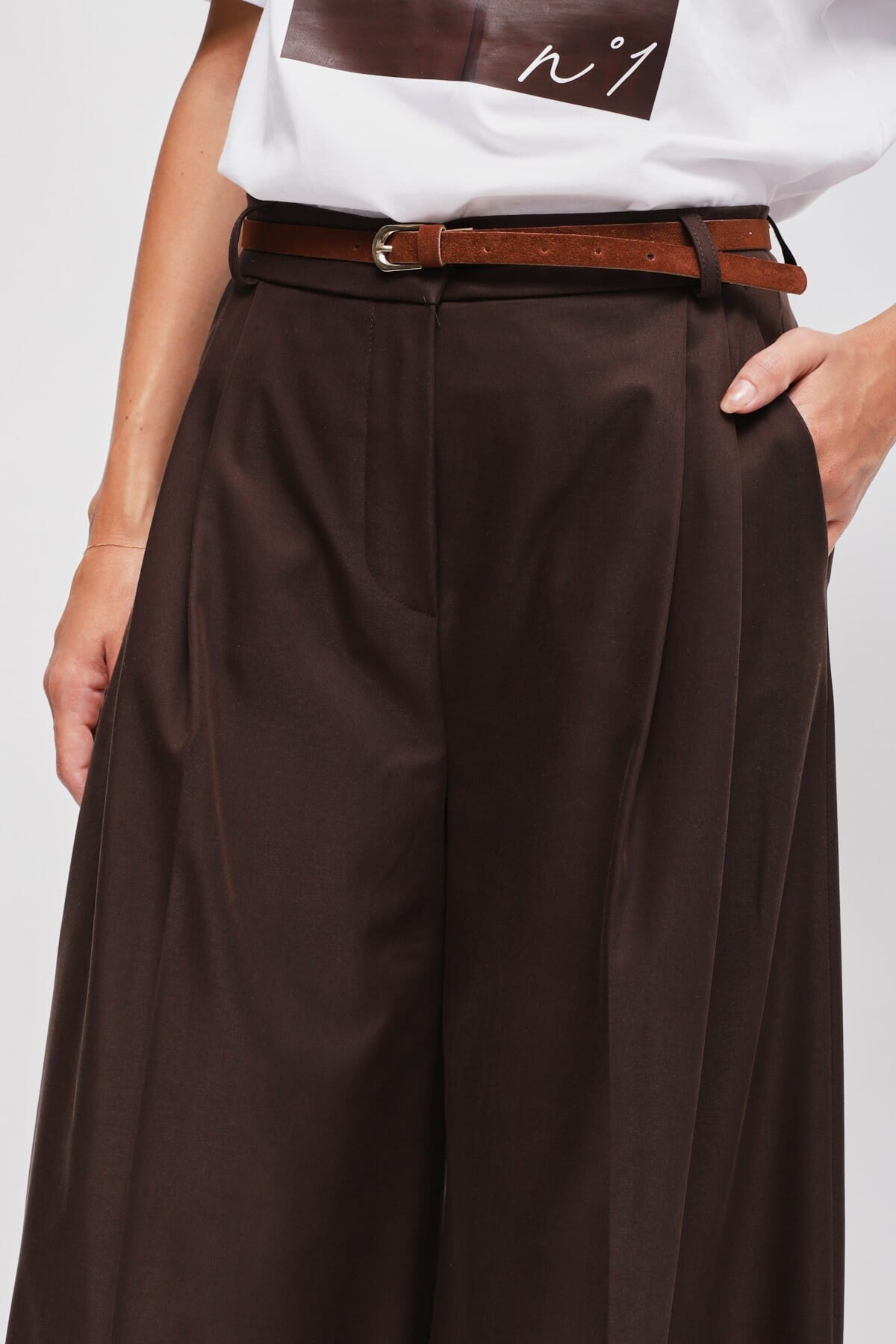 Pantaloni Palazzo In Viscosa Con Doppia Pinces E Cintura Maryley