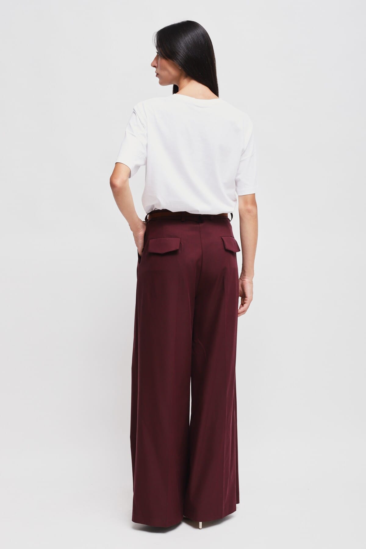 Pantaloni Palazzo In Viscosa Con Doppia Pinces E Cintura Maryley