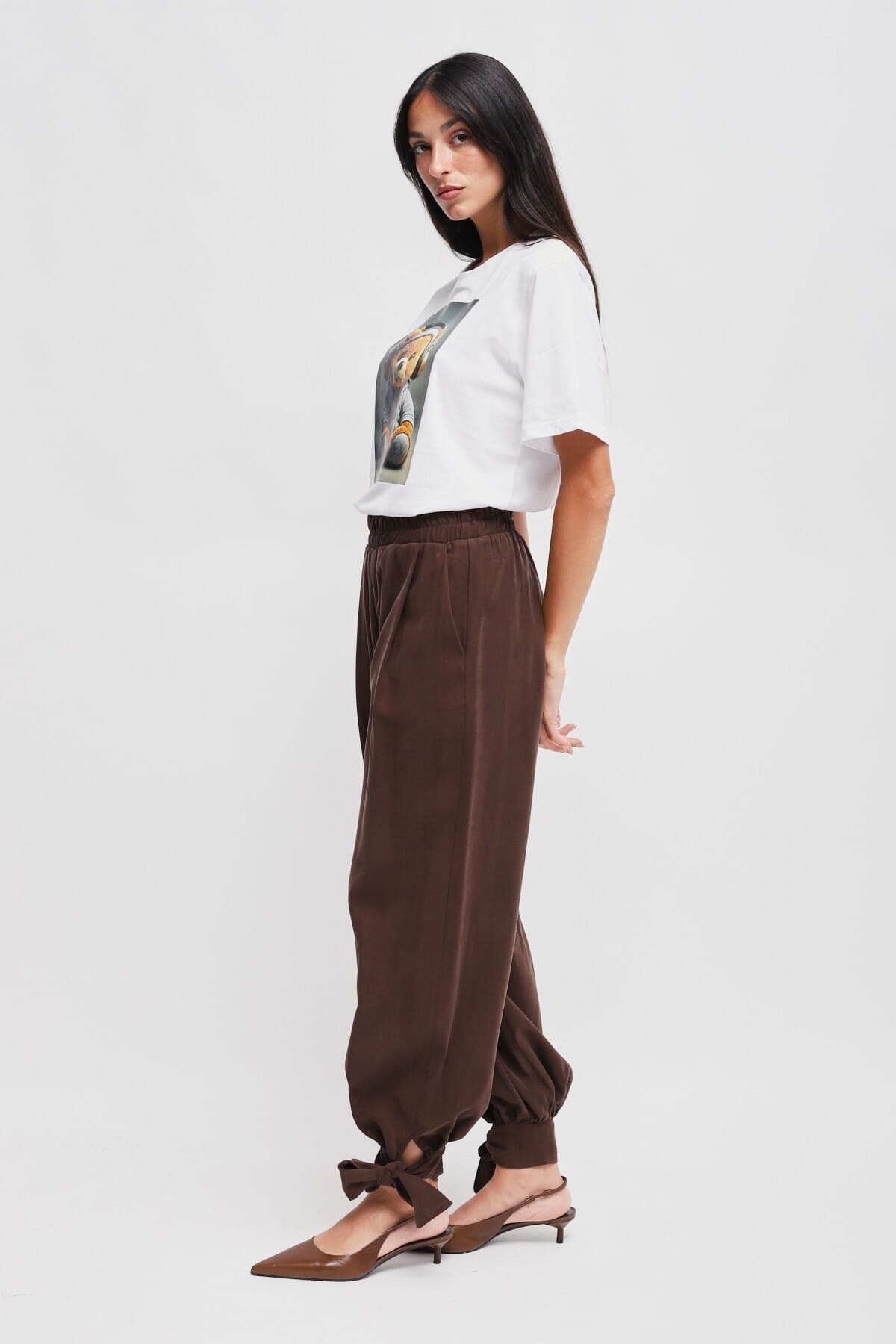 Pantaloni In Viscosa Con Fiocco Sul Fondo Maryley