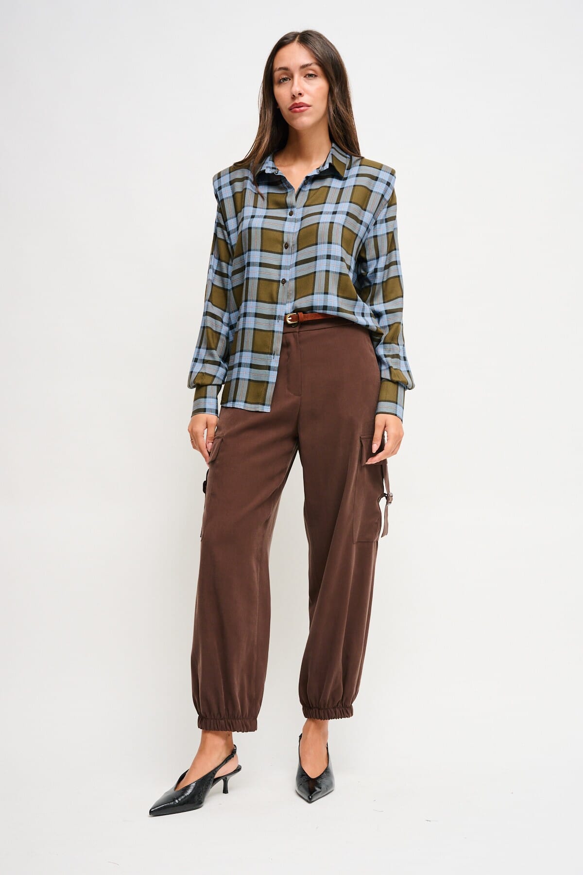 Pantaloni Cargo In Viscosa Con Cintura Maryley