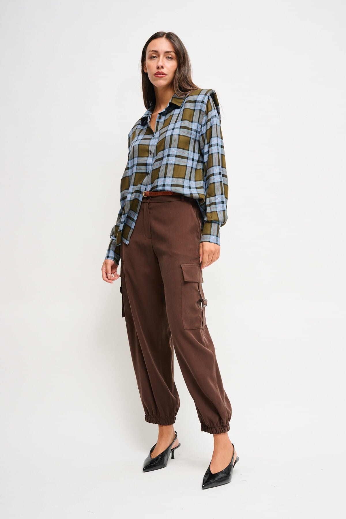 Pantaloni Cargo In Viscosa Con Cintura Maryley