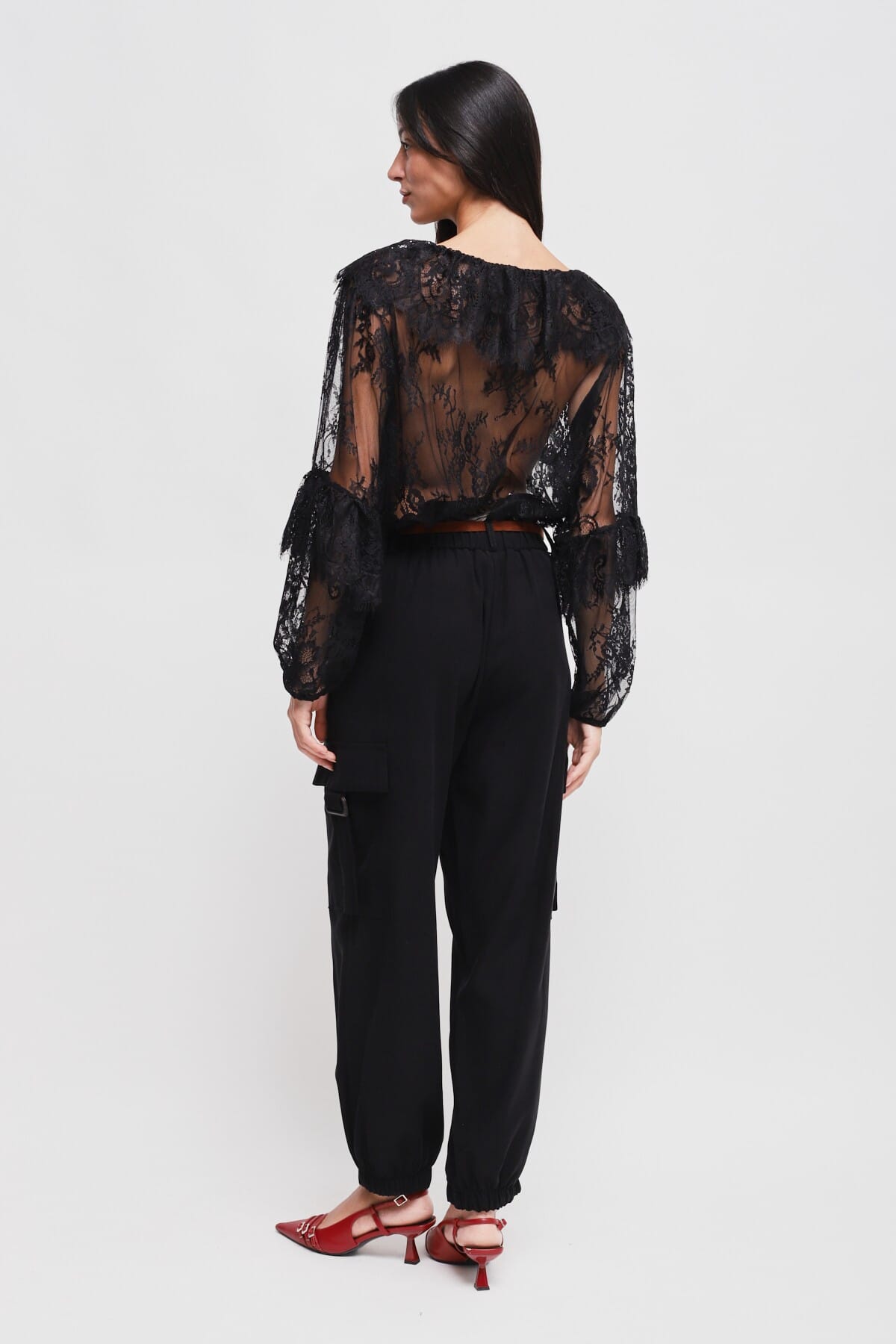 Pantaloni Cargo In Viscosa Con Cintura Maryley