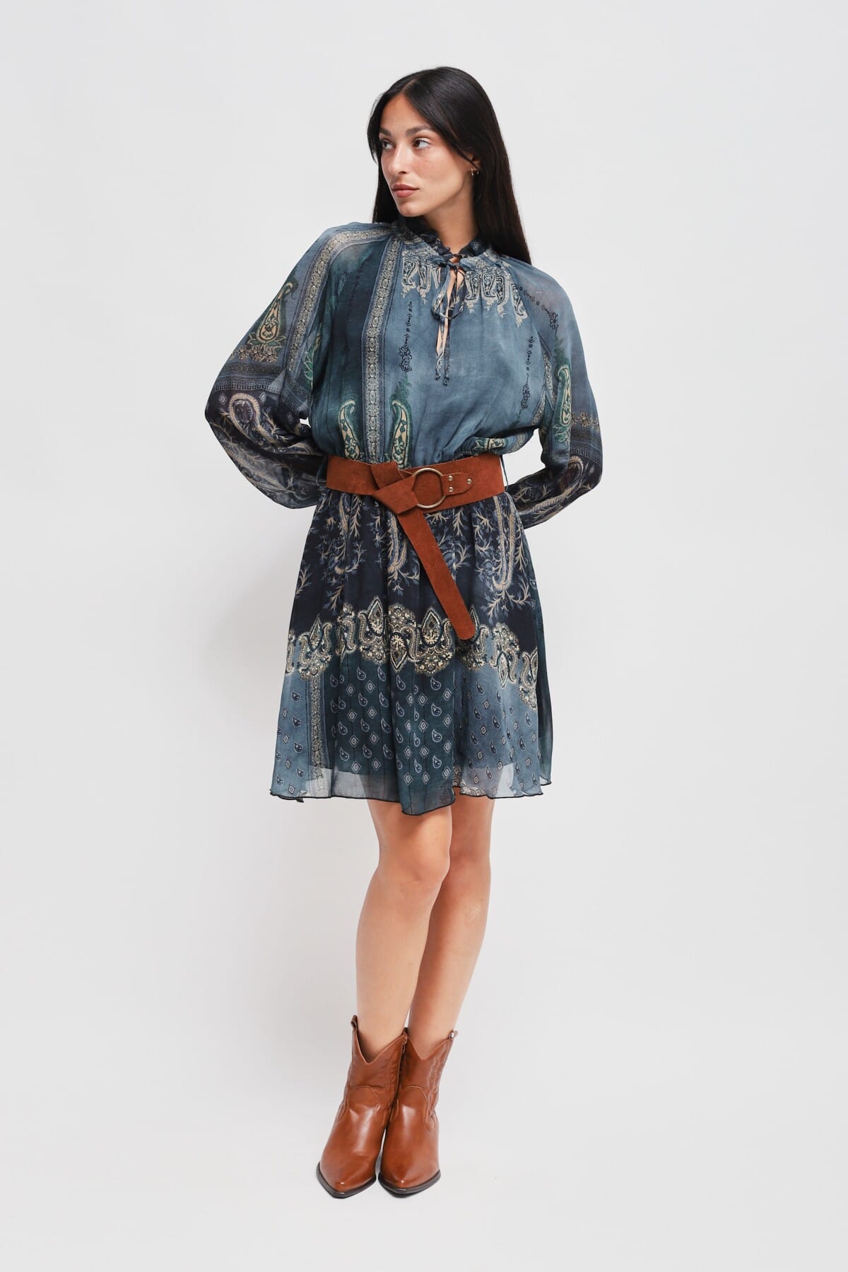 Abito Corto A Fantasia In Viscosa Maryley