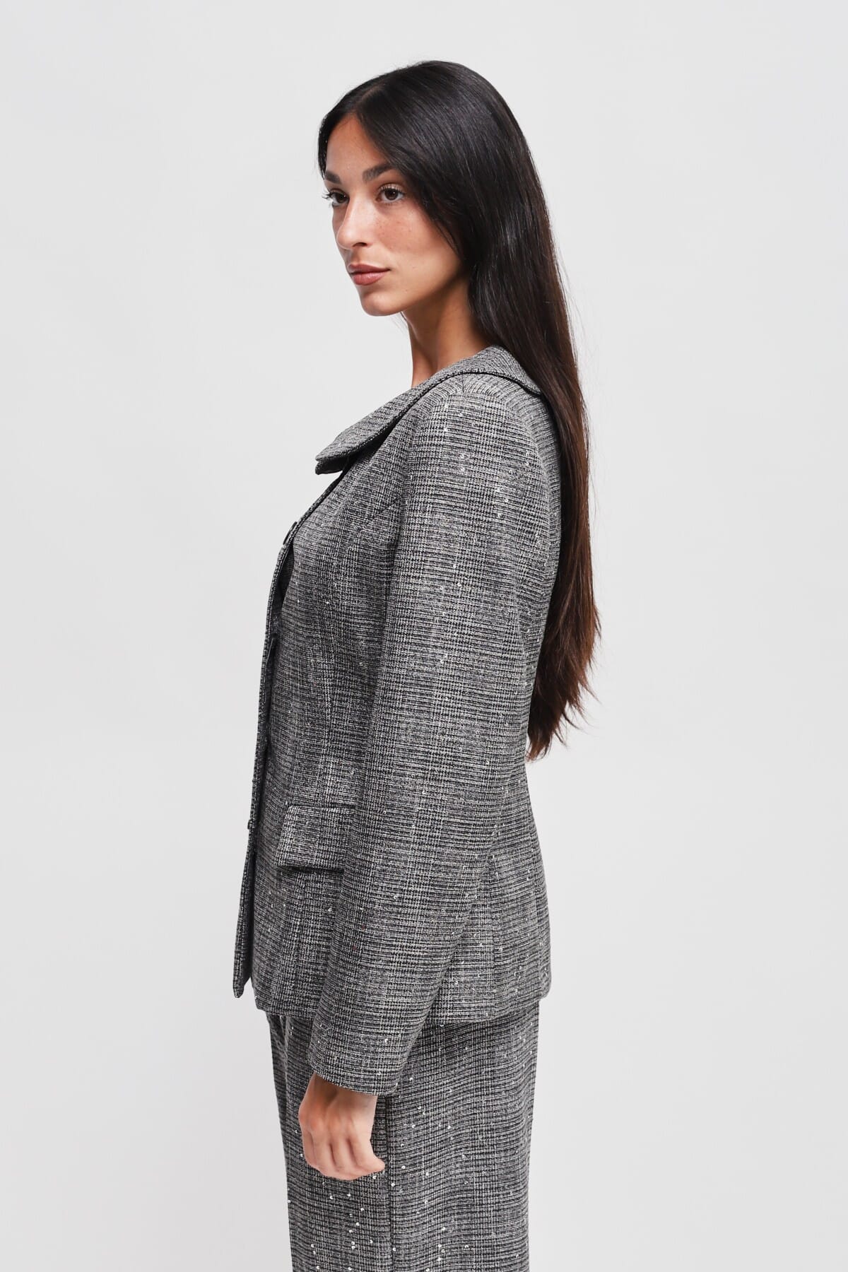 Maryley - Veste Prince de Galles avec micro paillettes