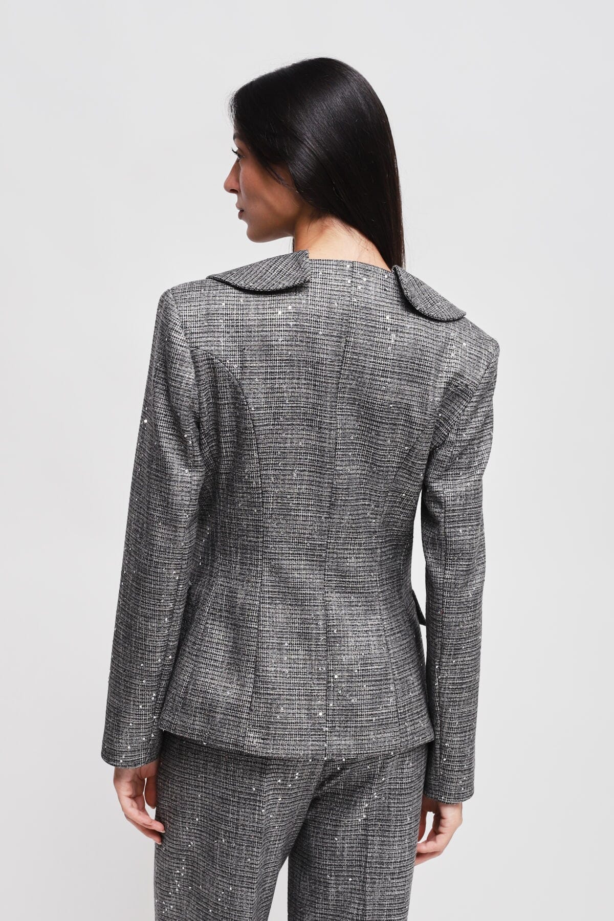 Maryley - Veste Prince de Galles avec micro paillettes