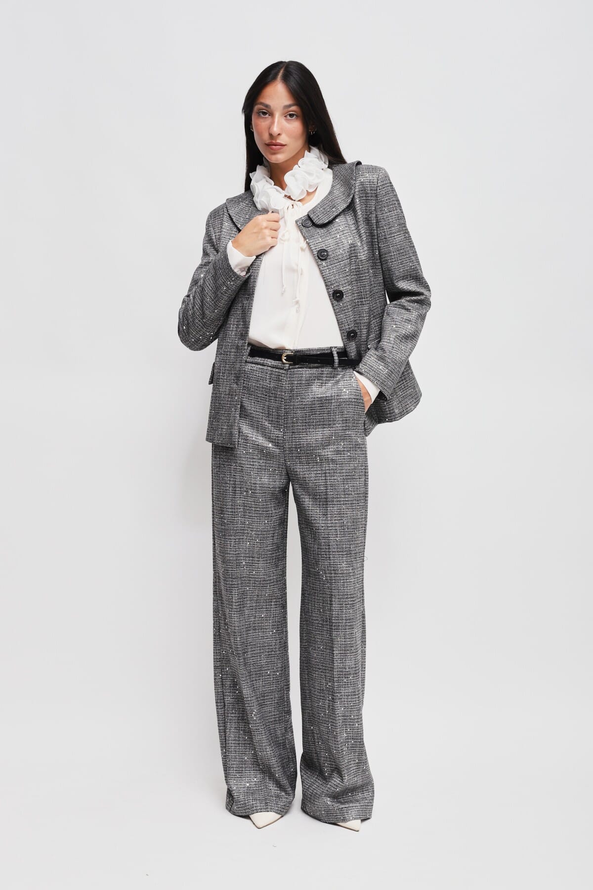 Maryley - Veste Prince de Galles avec micro paillettes