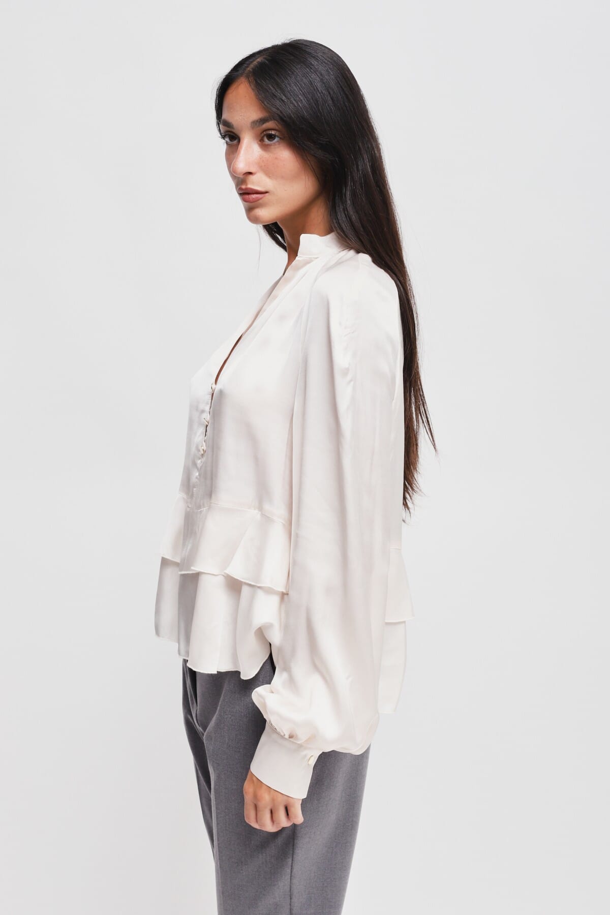 Blusa In Viscosa Con Balze Maryley