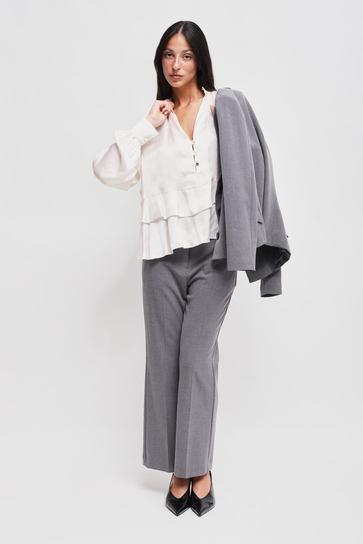 Blusa In Viscosa Con Balze Maryley