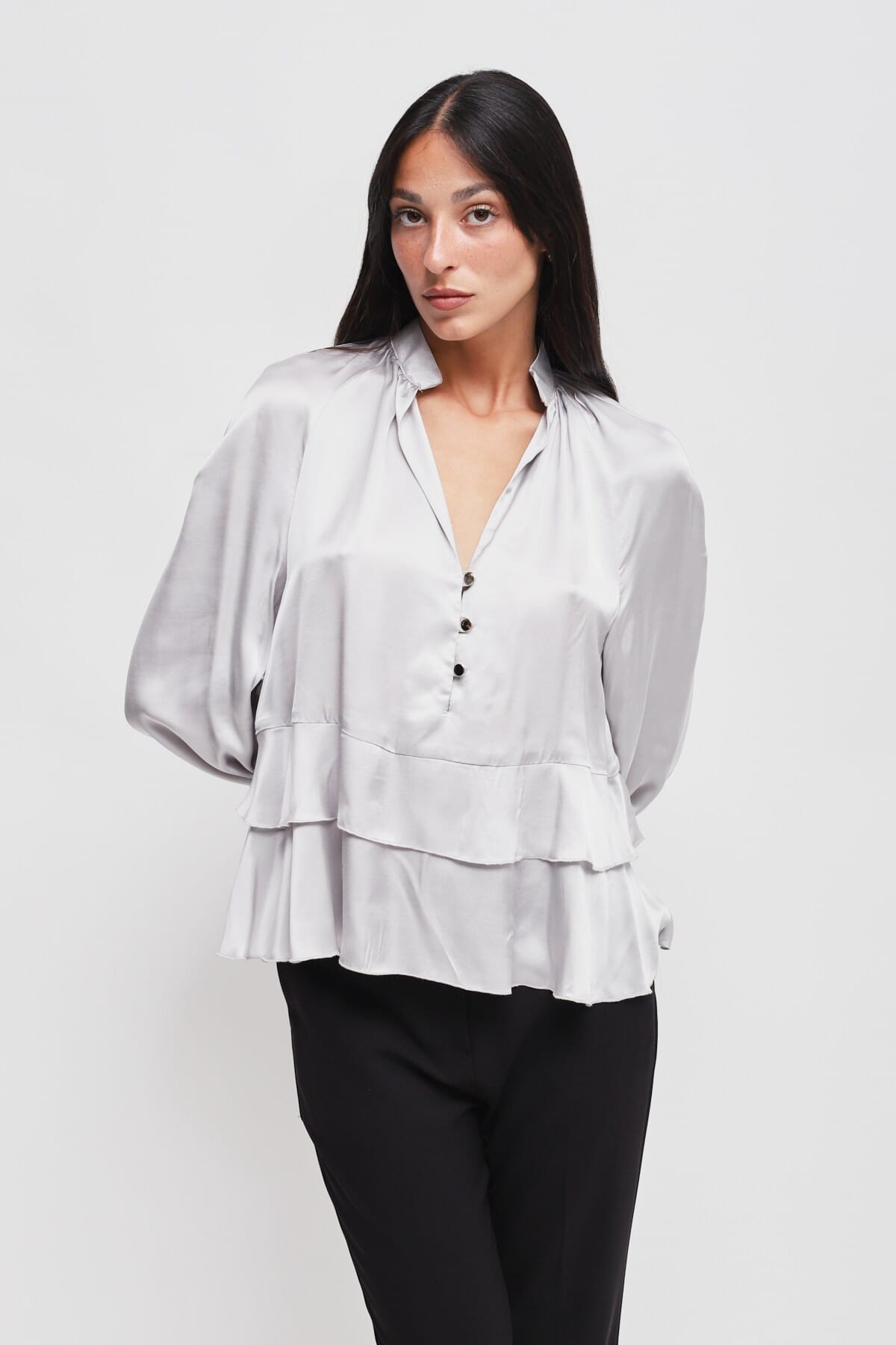 Blusa In Viscosa Con Balze Maryley
