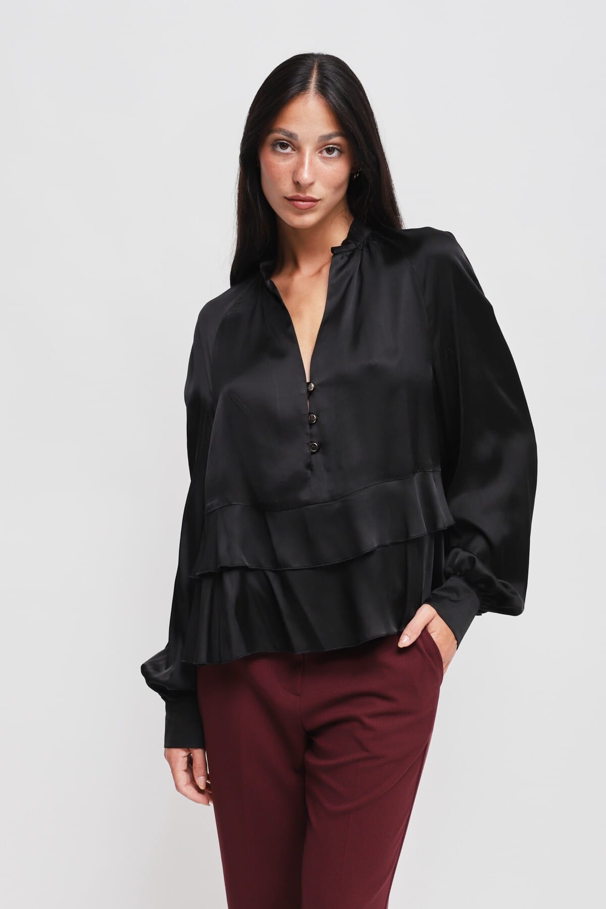 Blusa In Viscosa Con Balze Maryley