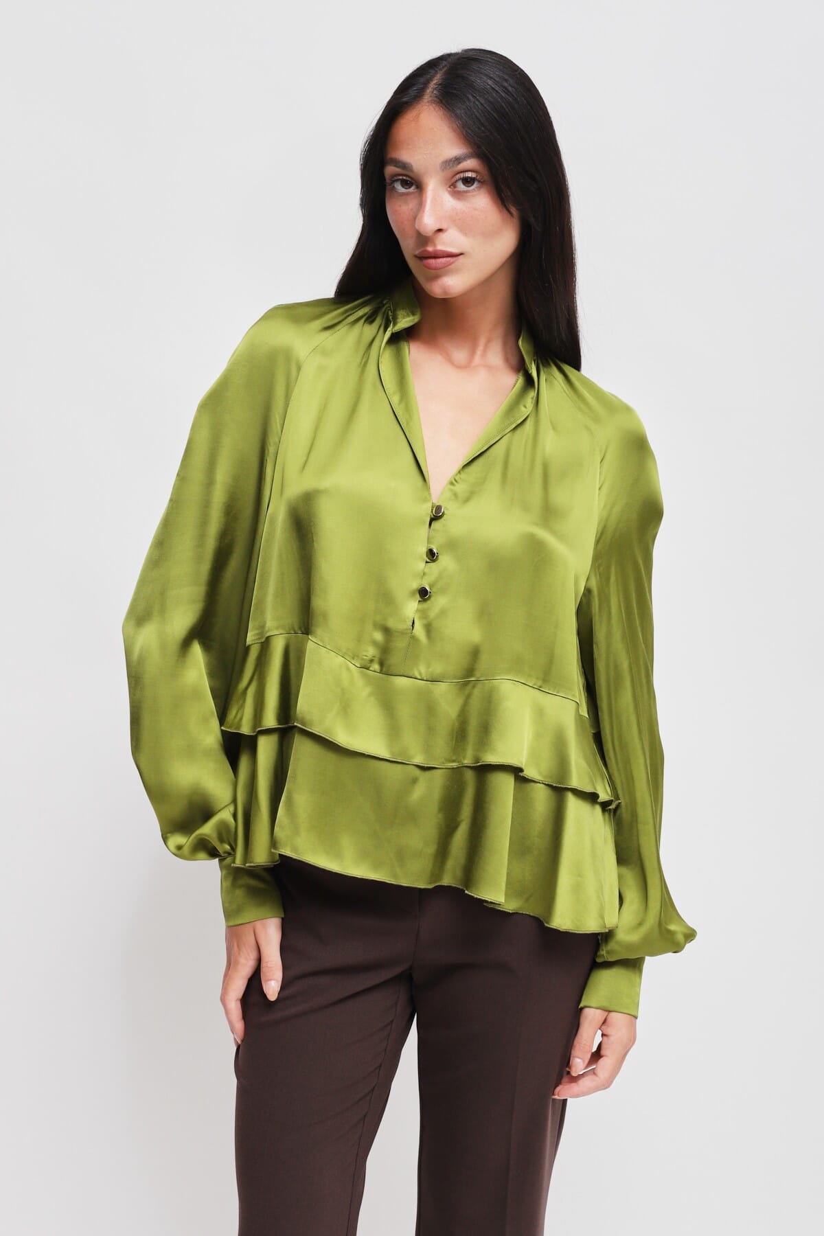 Blusa In Viscosa Con Balze Maryley