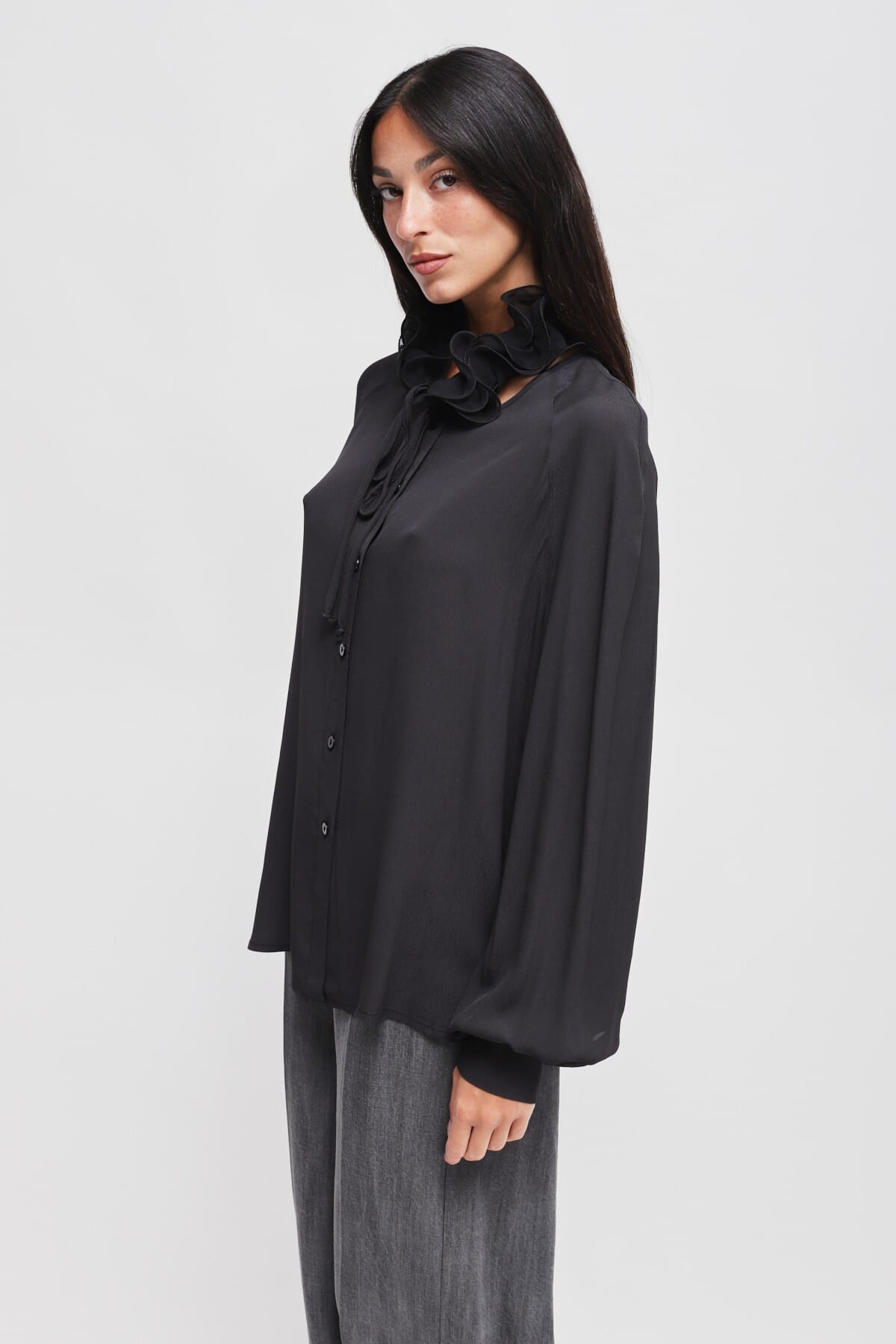 Camicia In Viscosa Con Colletto Vittoriano Maryley