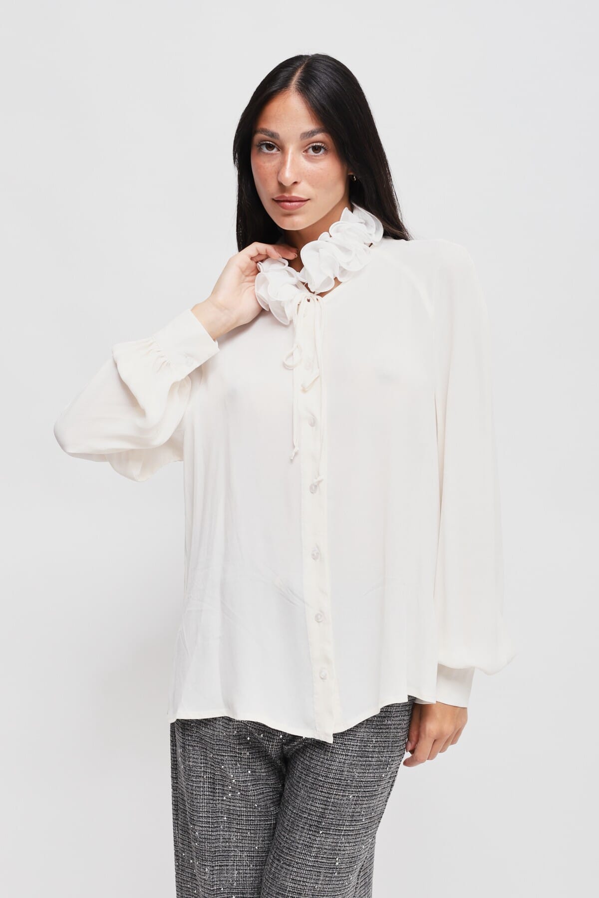 Camicia In Viscosa Con Colletto Vittoriano Maryley