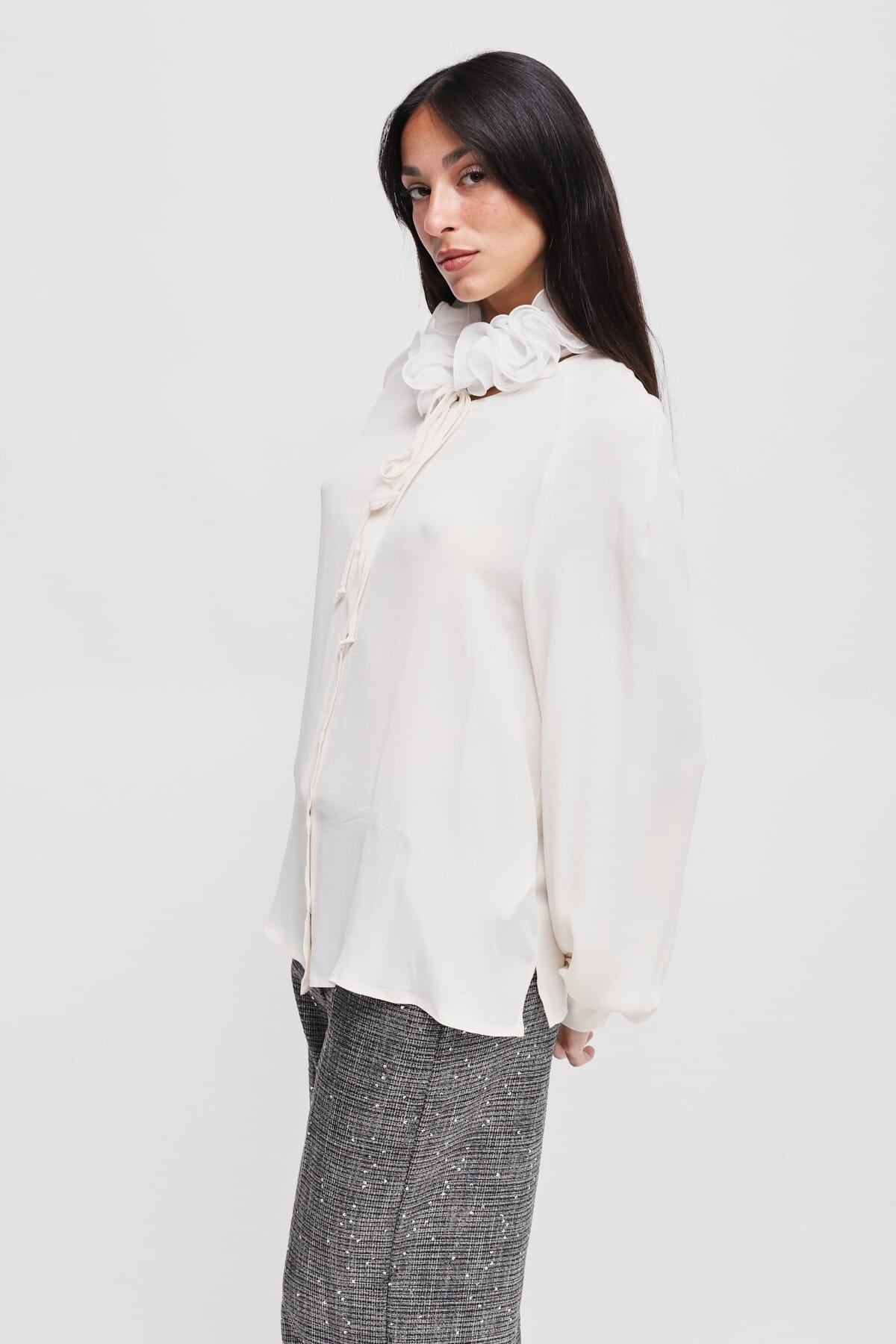 Camicia In Viscosa Con Colletto Vittoriano Maryley