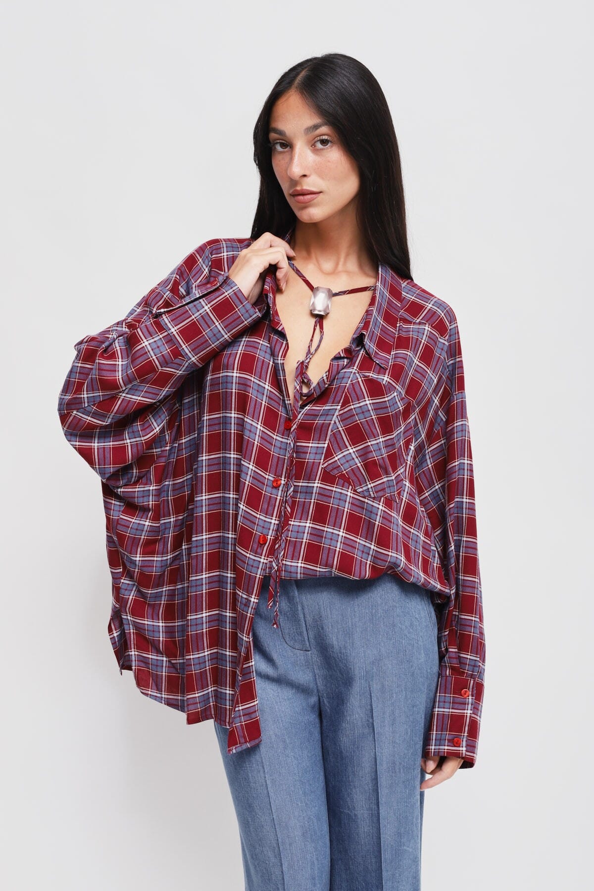 Camicia Check Oversize In Viscosa Maryley