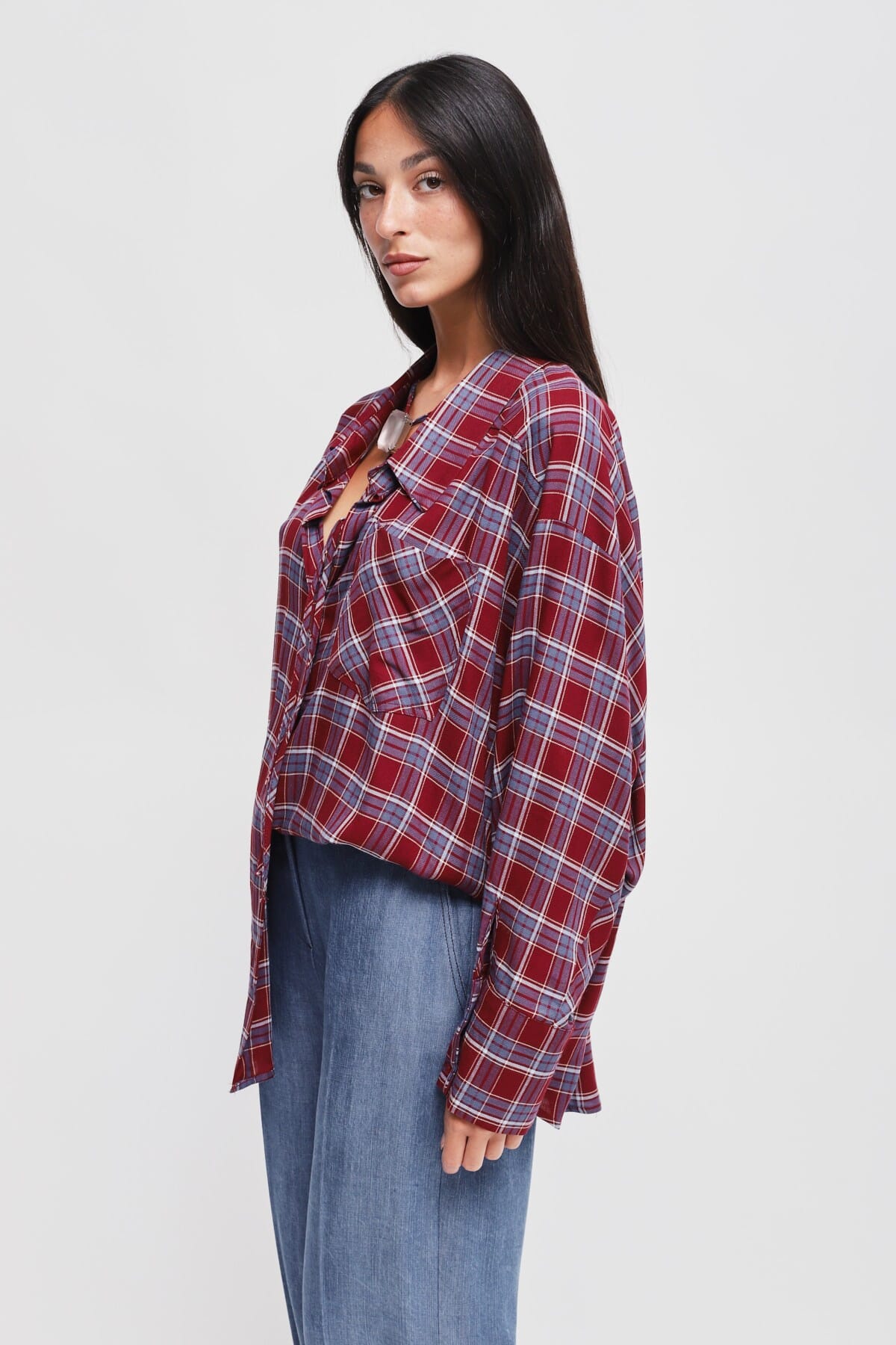 Camicia Check Oversize In Viscosa Maryley