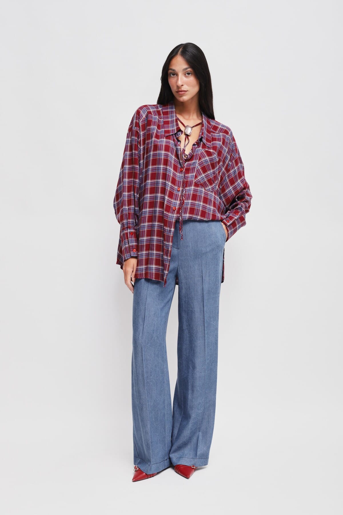 Camicia Check Oversize In Viscosa Maryley