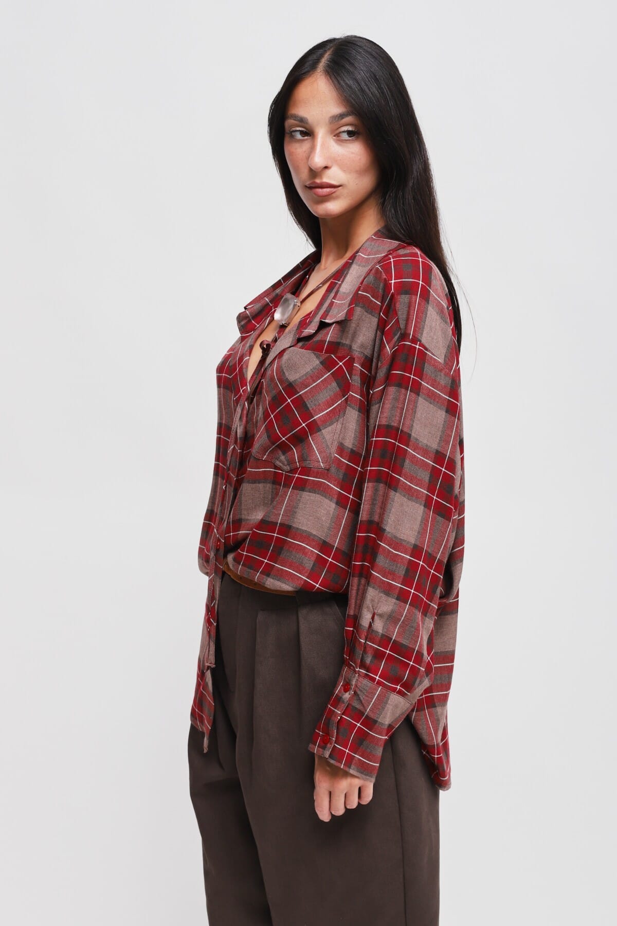 Chemise à carreaux avec lacets Maryley