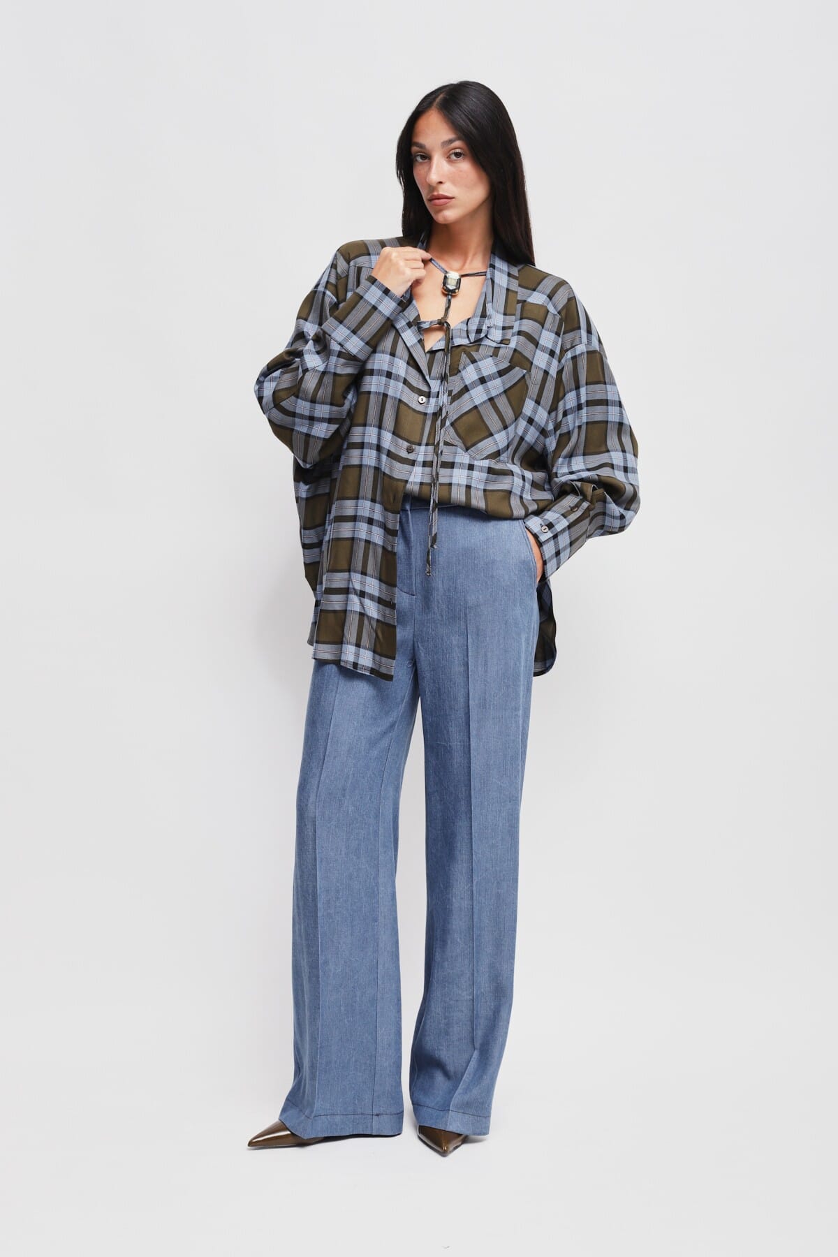 Chemise à carreaux avec lacets Maryley