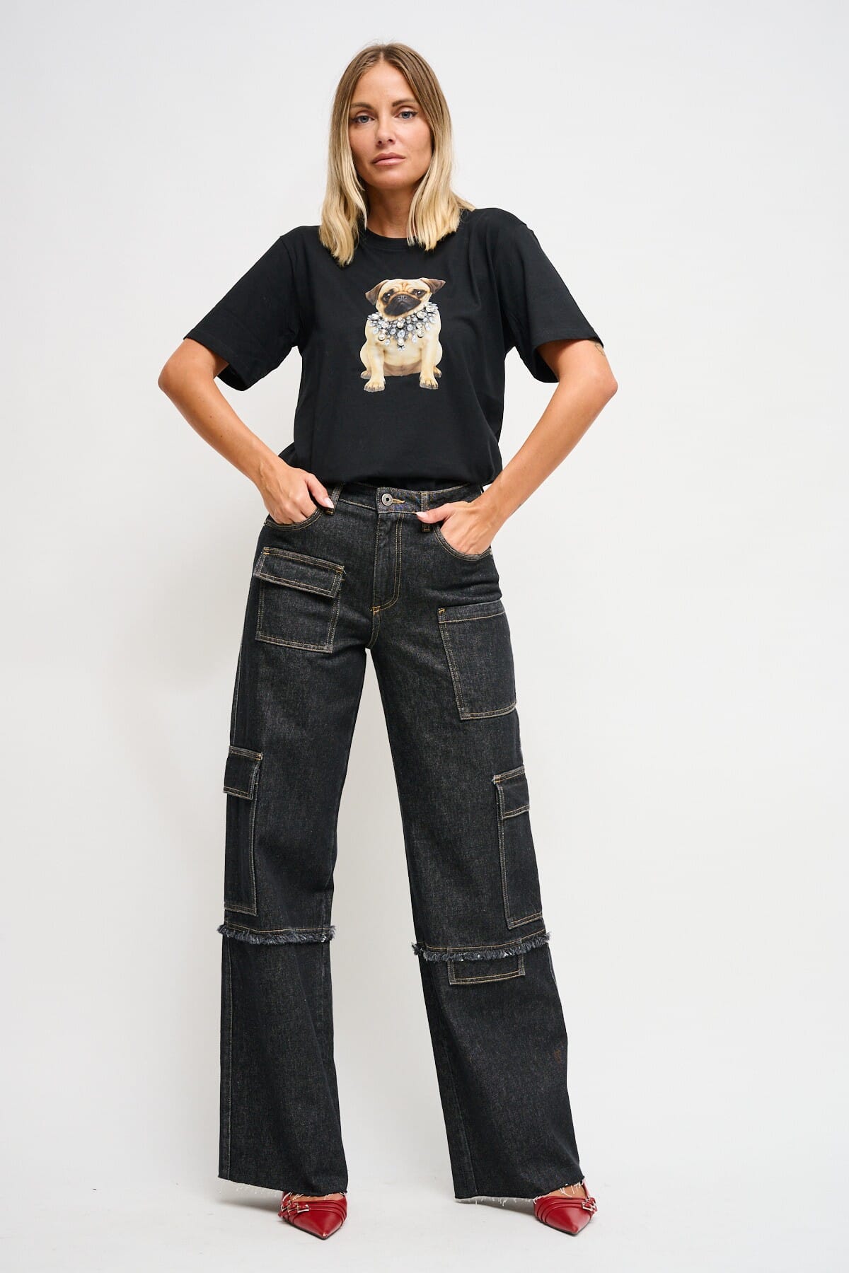 T-Shirt In Cotone Con Stampa E Strass Maryley