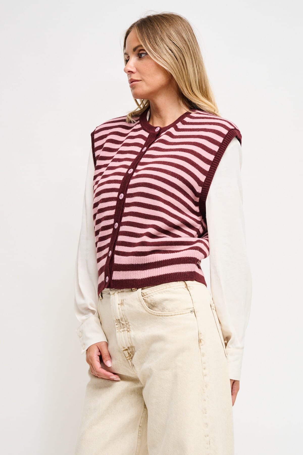 Gilet en maille rayée Maryley