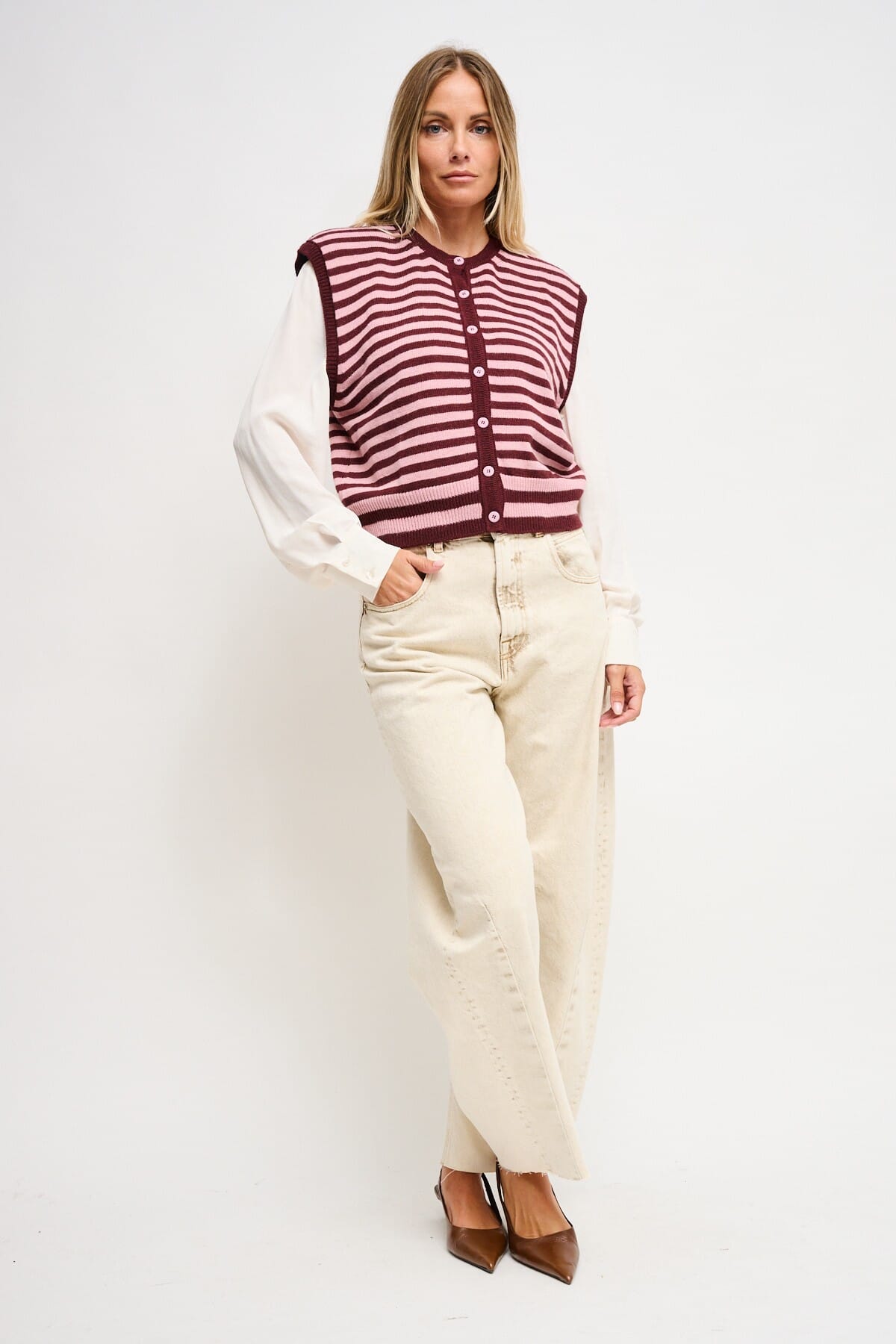 Gilet en maille rayée Maryley