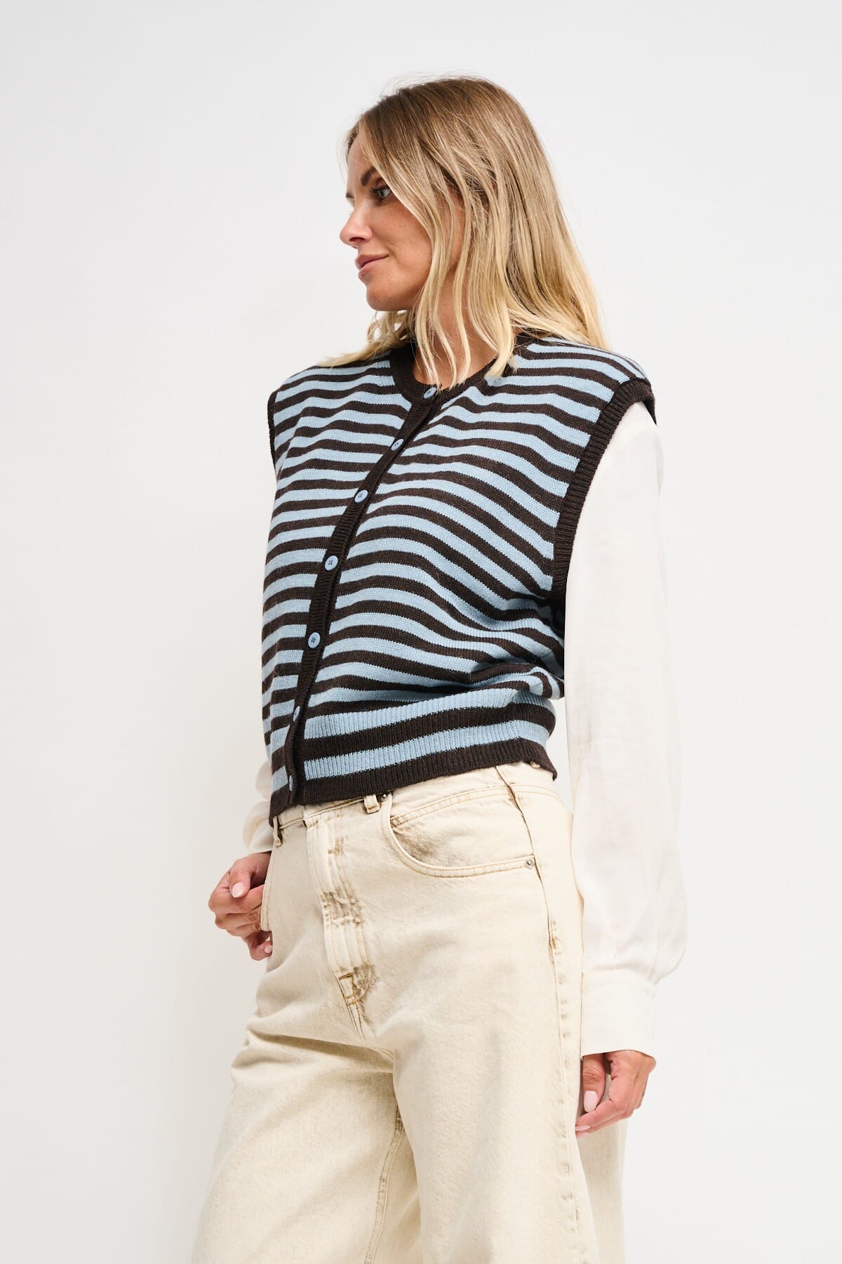 Gilet en maille rayée Maryley