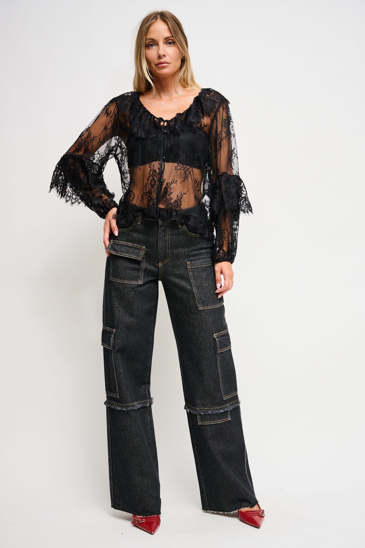 Camicia In Pizzo Con Rouches Maryley