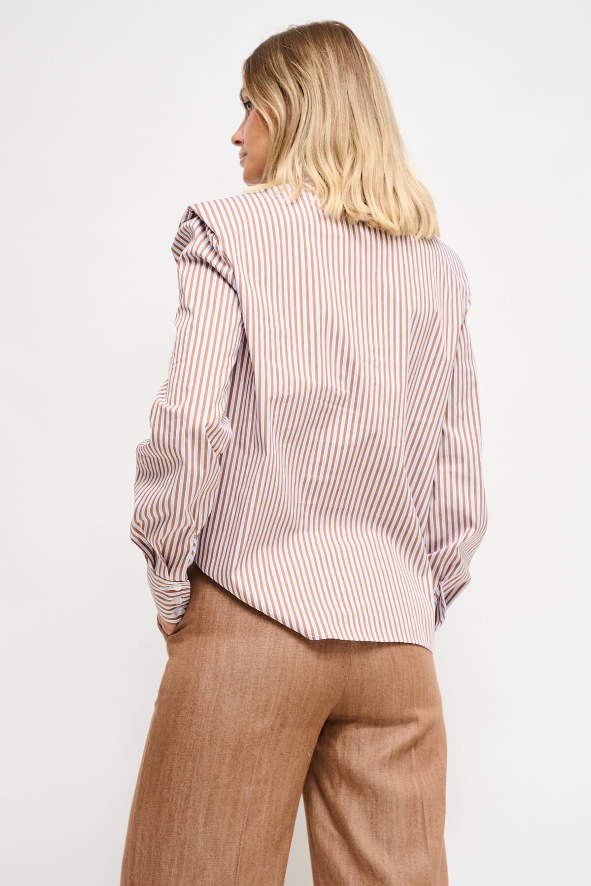 Stick Shirt With Padded Shoulders And Maryley Jewel Pin